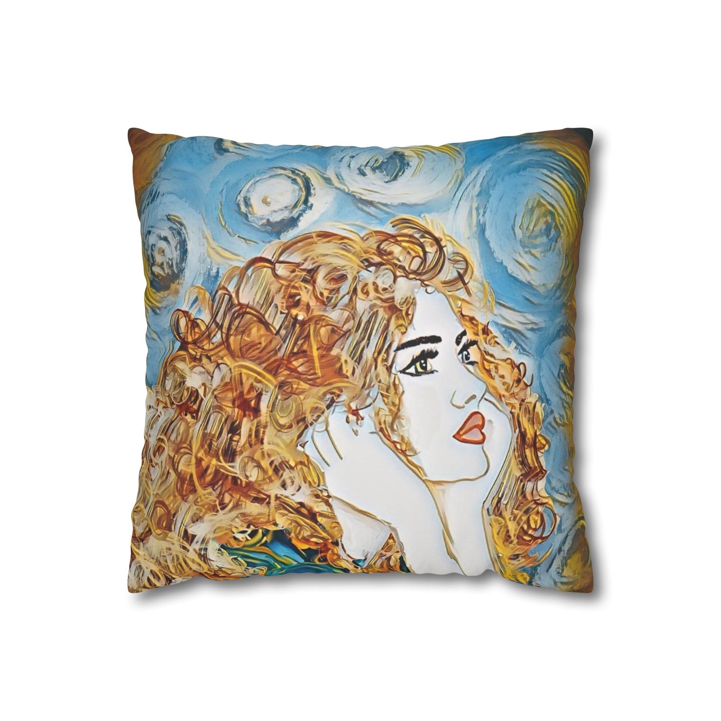 Square Pillowcase - Modern Art Portrait Watercolour Design