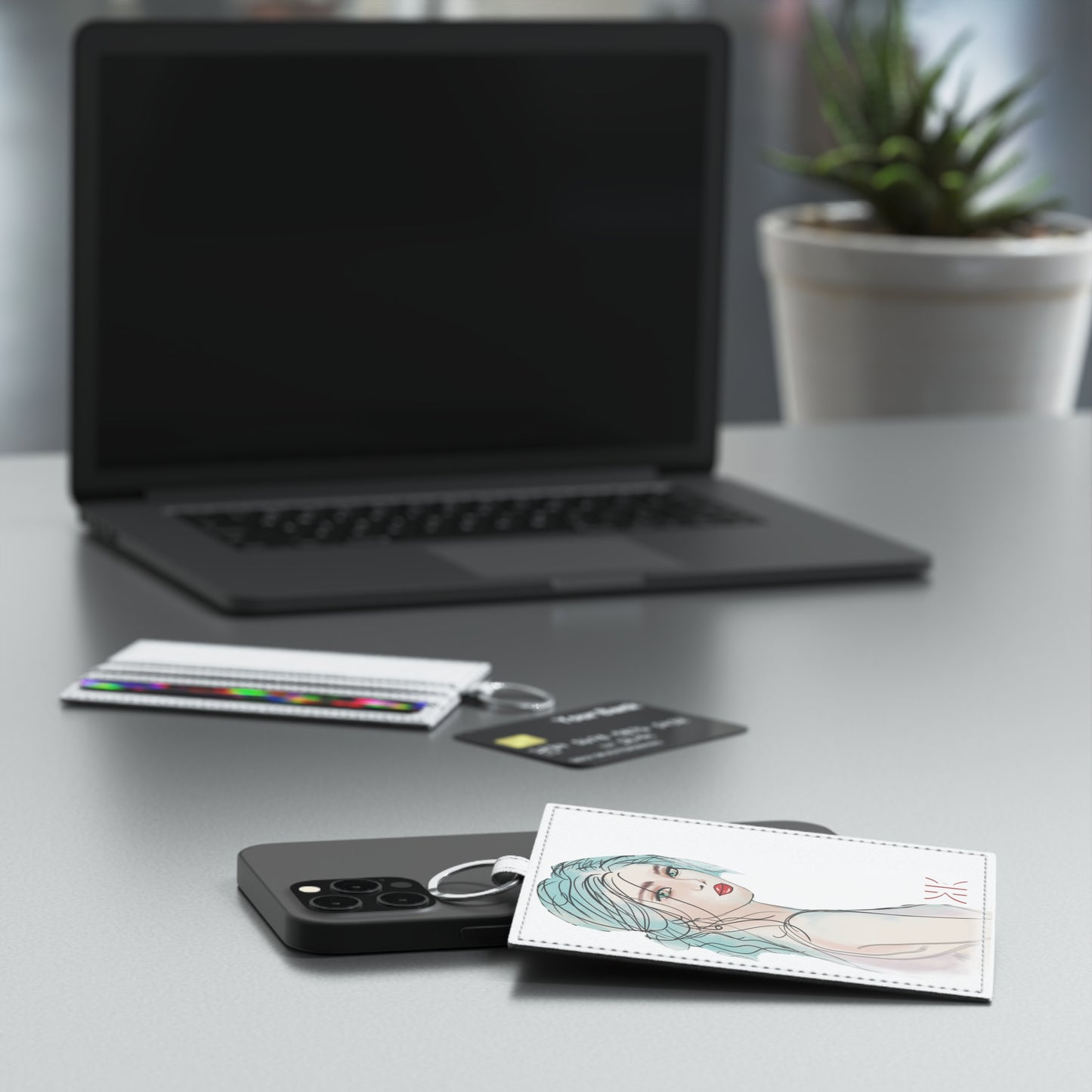 Modern Art Kalli K Saffiano Leather Card Holder