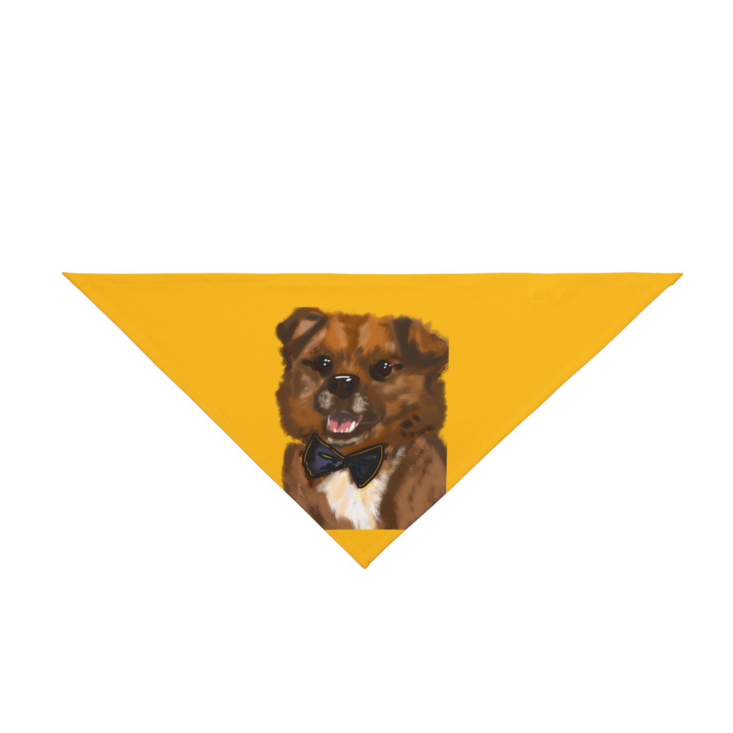 Custom Pet Bandana with Dog Portrait - Yellow Bowtie Design