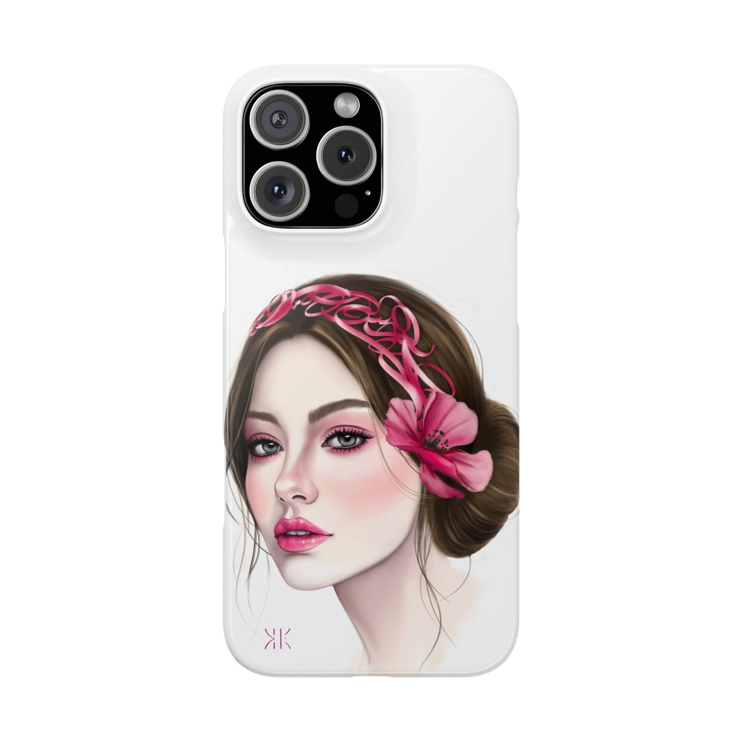 Phone Case - Beautiful Girl Headband Calligraphy Pink