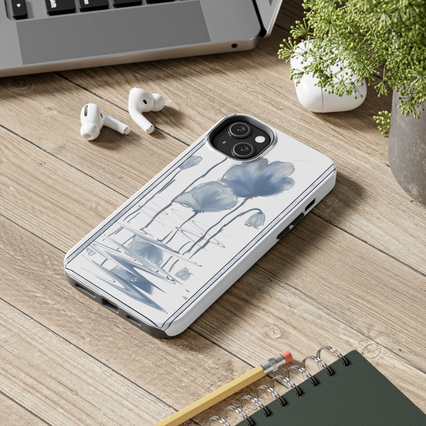 Floral Tough Phone Case - Watercolour Blue Flora Collection