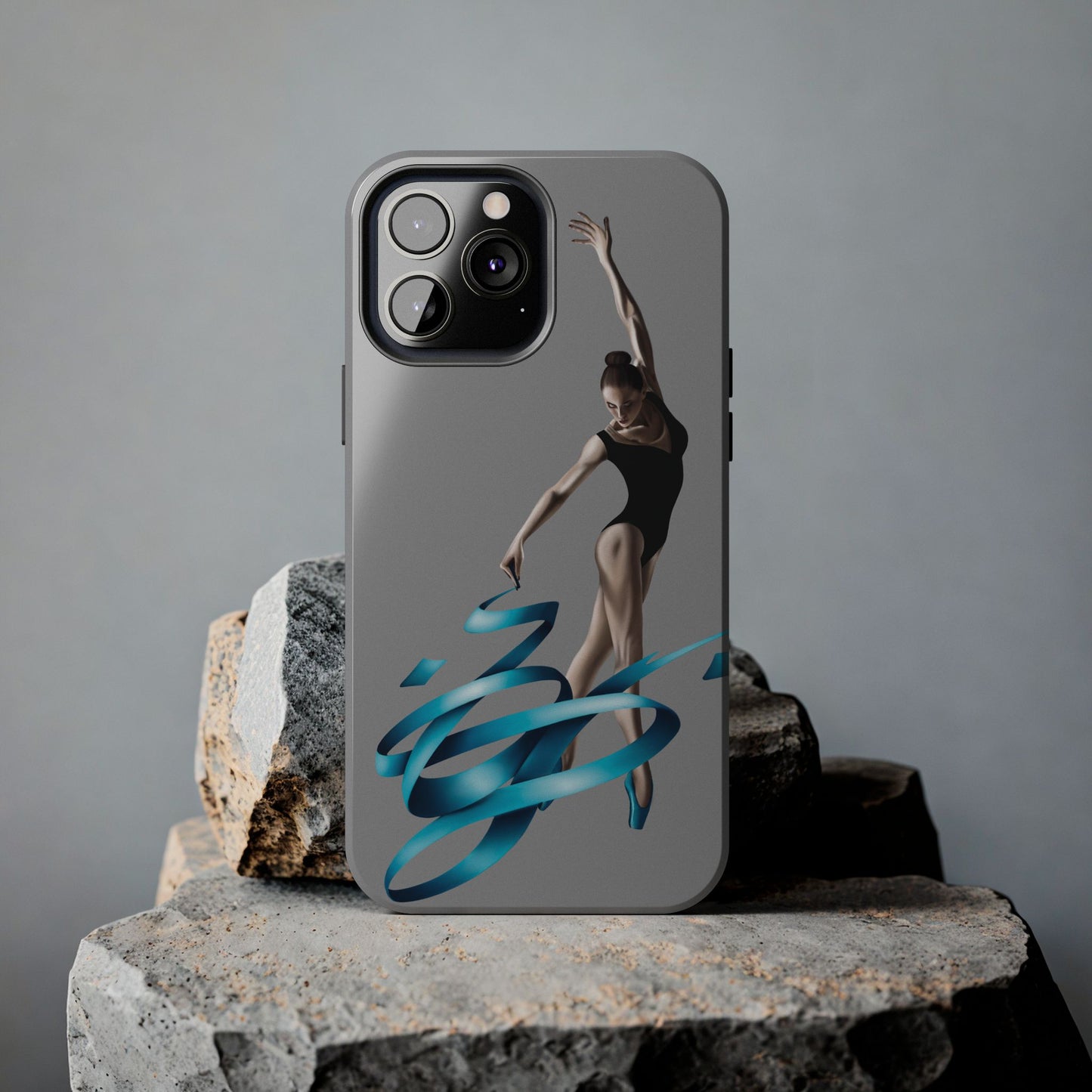 Phone Case - Ballerina with Blue Ribbon Persian Calligraphy Design in Grey