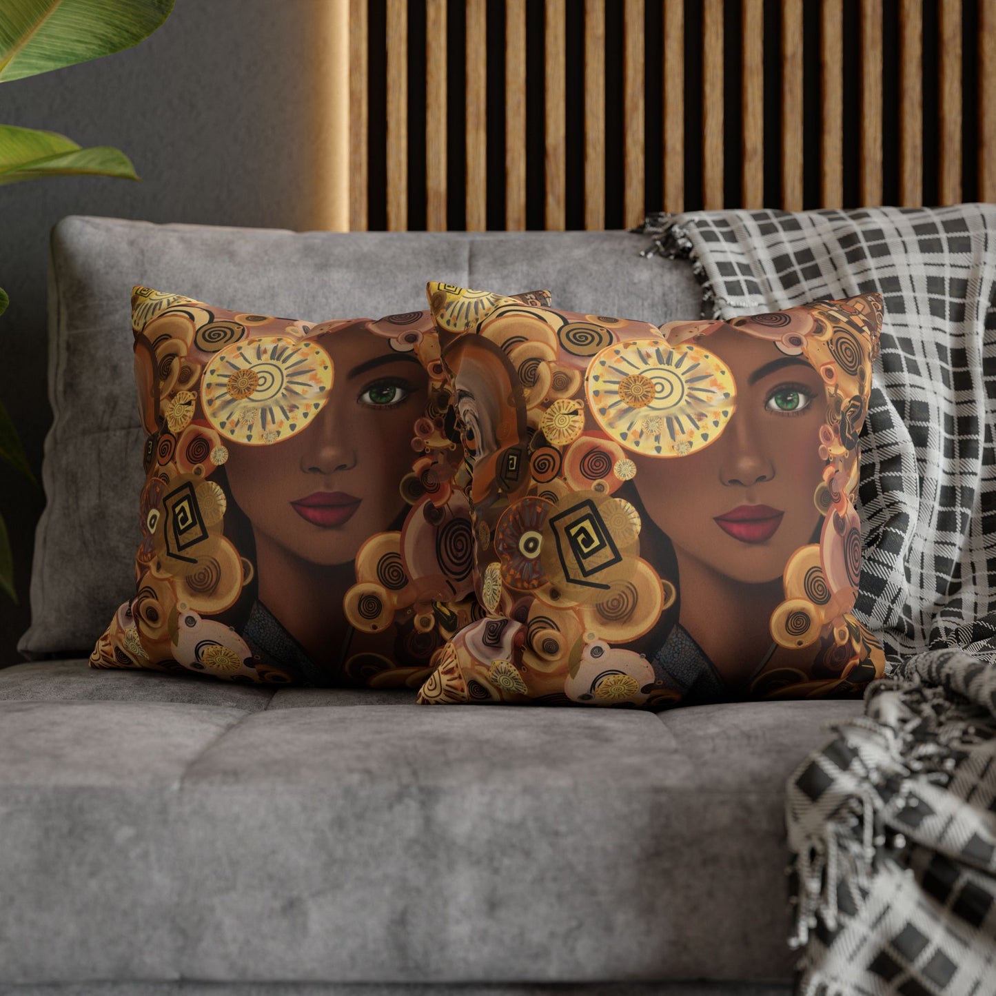 Persian art inspired beauty Faux Suede Square Pillow Cover