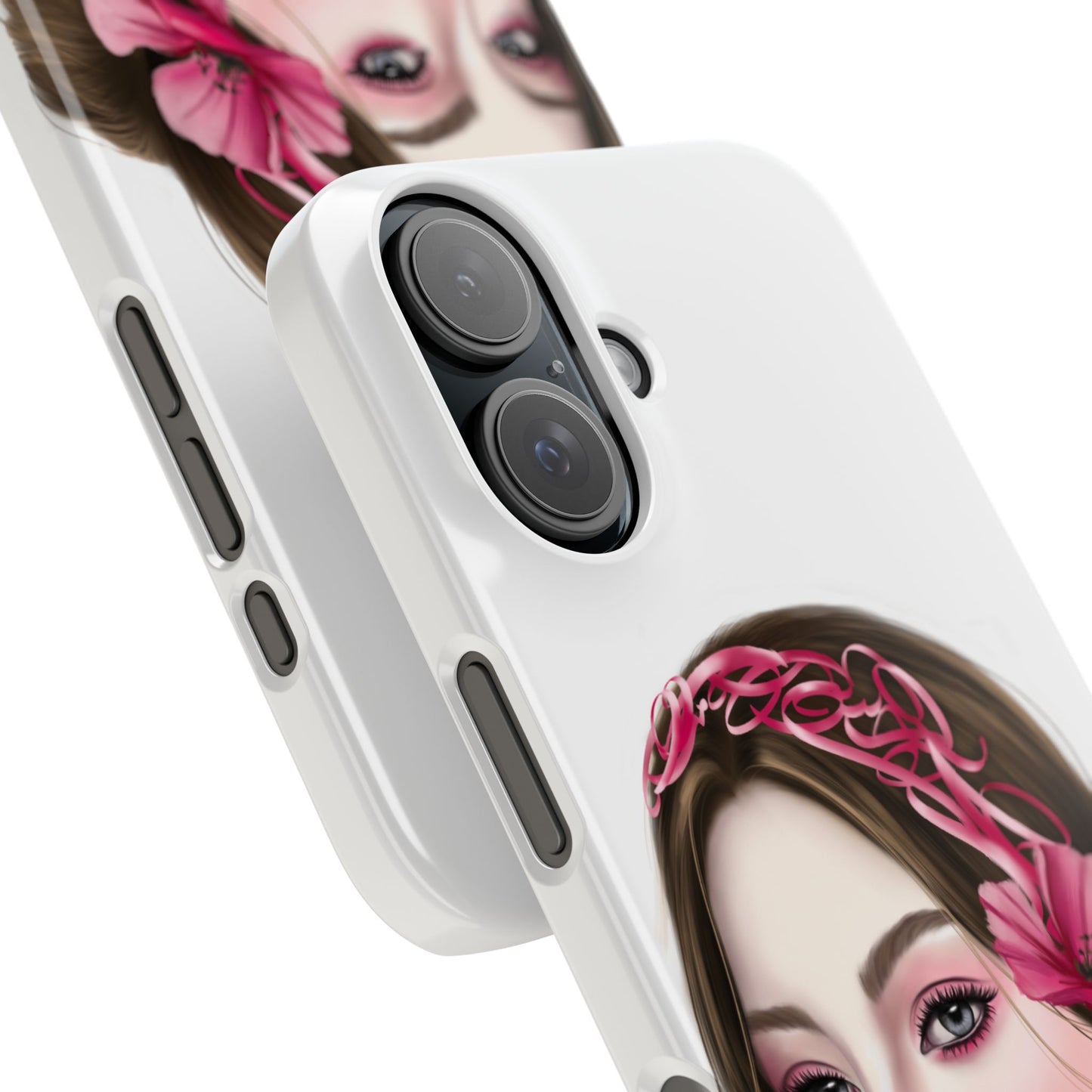 Phone Case - Beautiful Girl Headband Calligraphy Pink