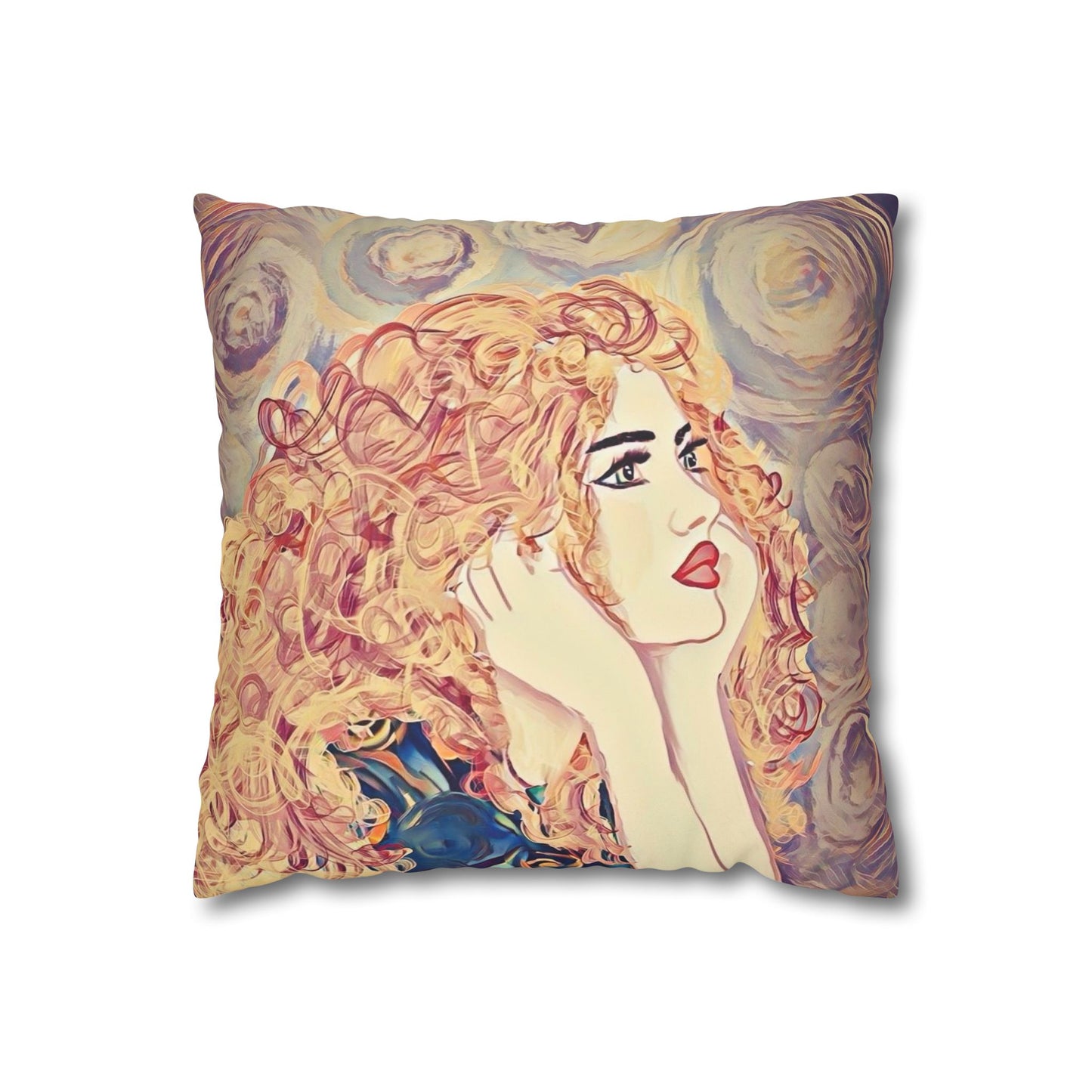 Square Pillowcase - Modern Art Portrait Watercolour Design