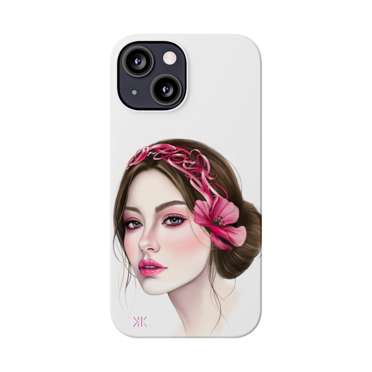 Phone Case - Beautiful Girl Headband Calligraphy Pink