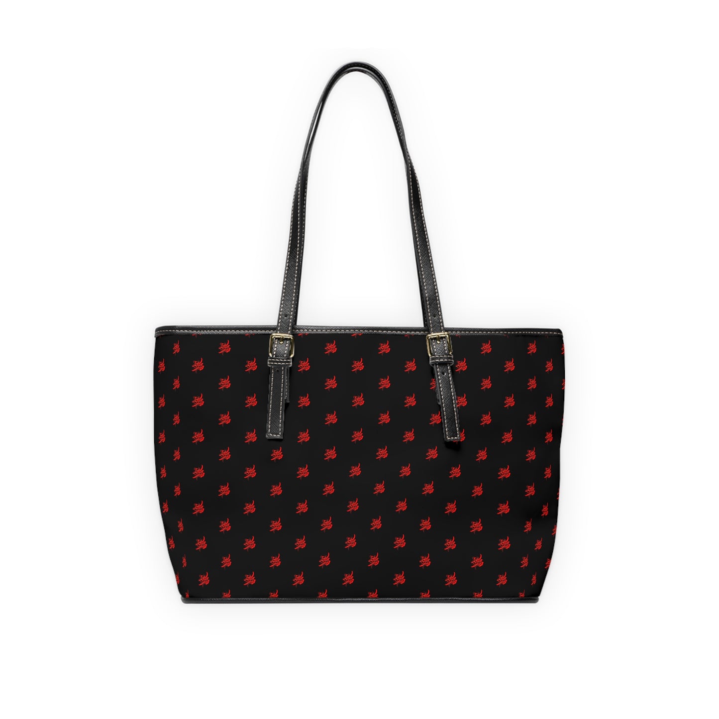 Elegant PU Leather Purse with Artistic Calligraphy Design red and black