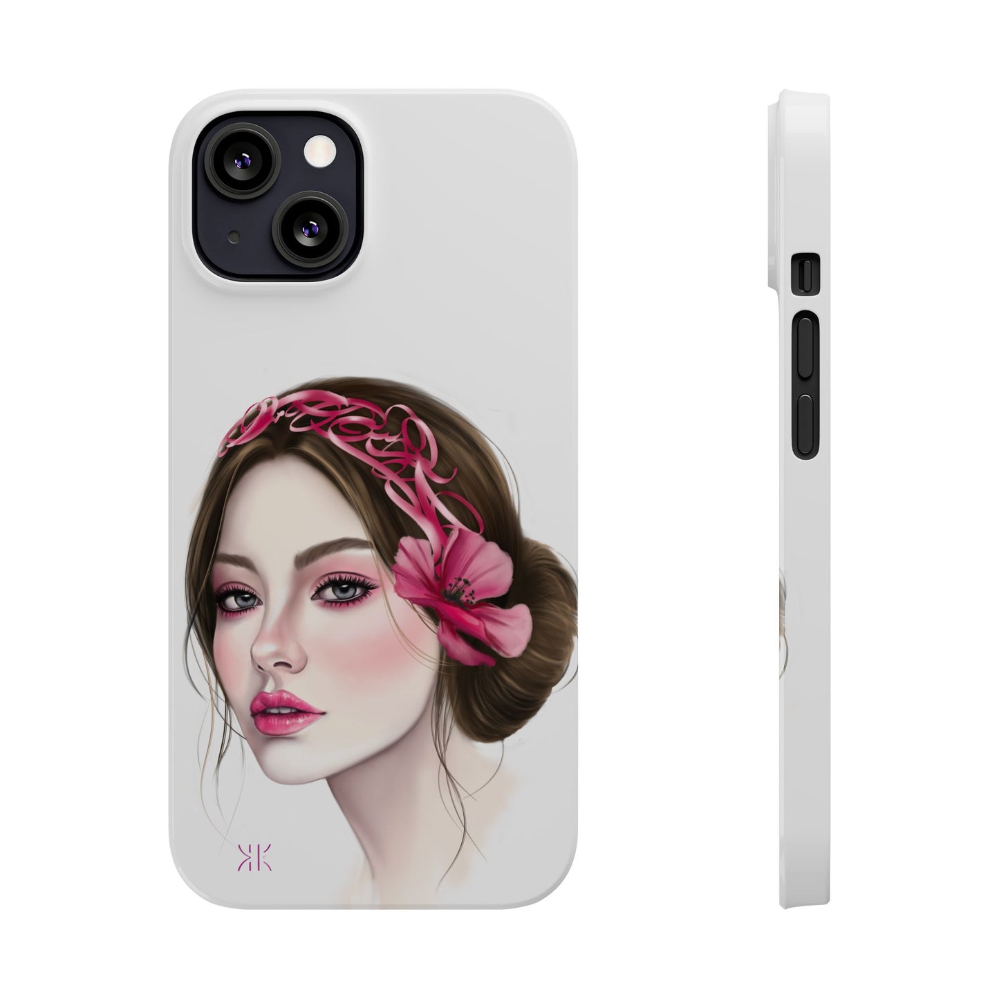 Phone Case - Beautiful Girl Headband Calligraphy Pink
