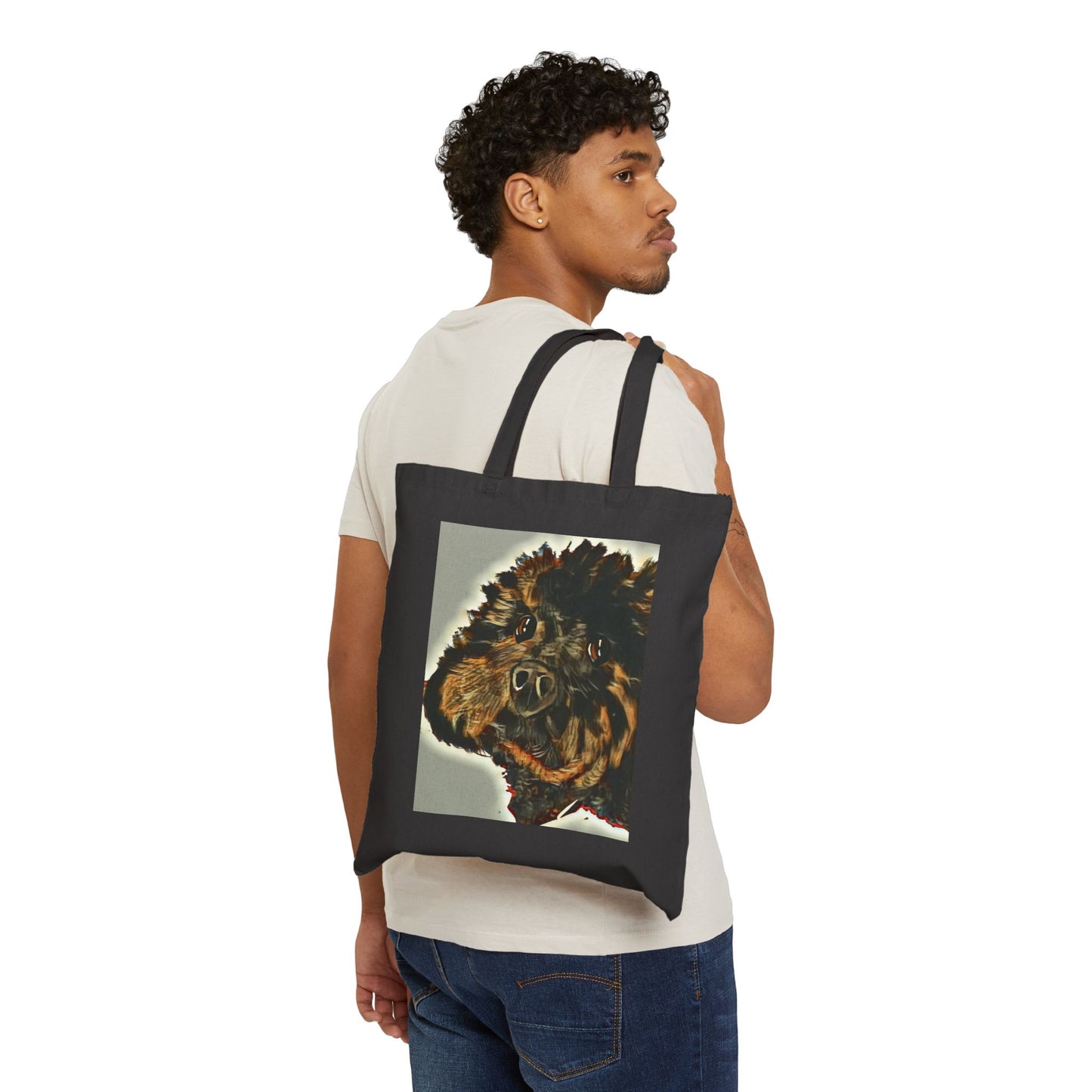 Adorable Dog Art Cotton Canvas Tote Bag - Perfect for Pet Lovers