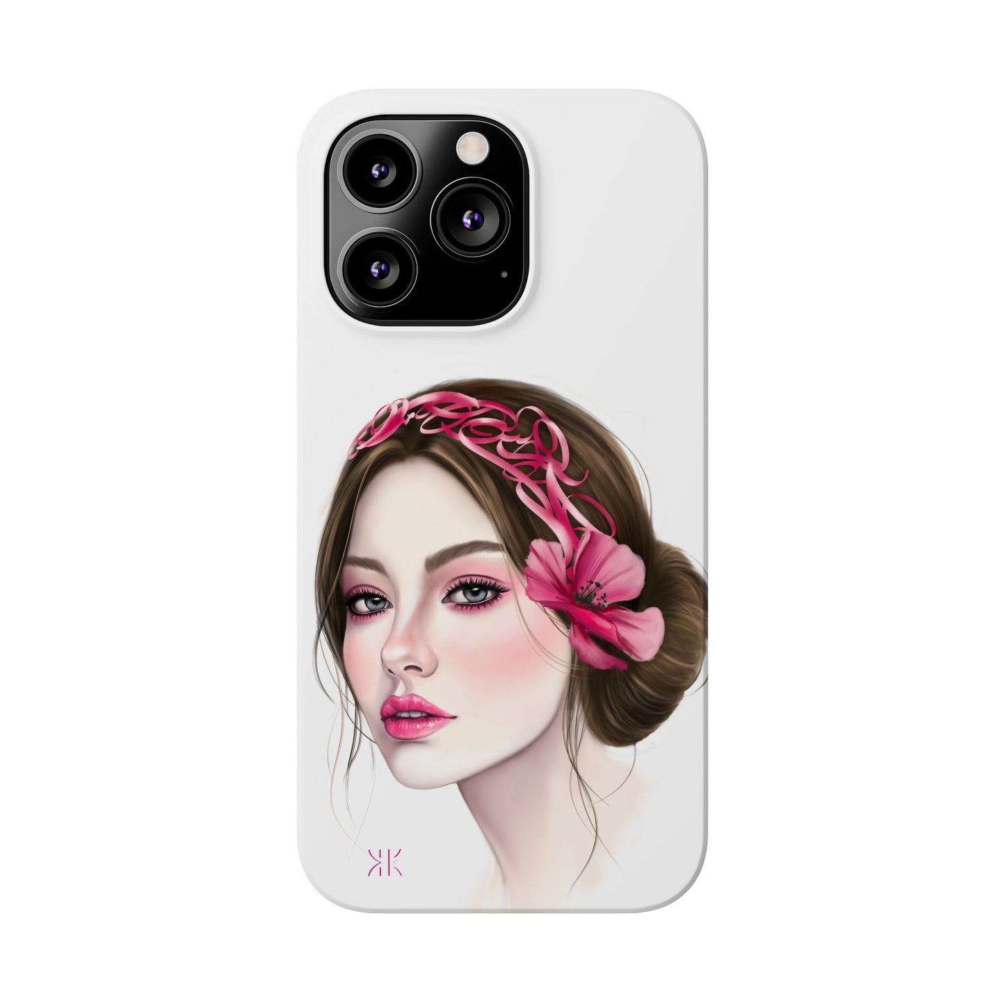 Phone Case - Beautiful Girl Headband Calligraphy Pink