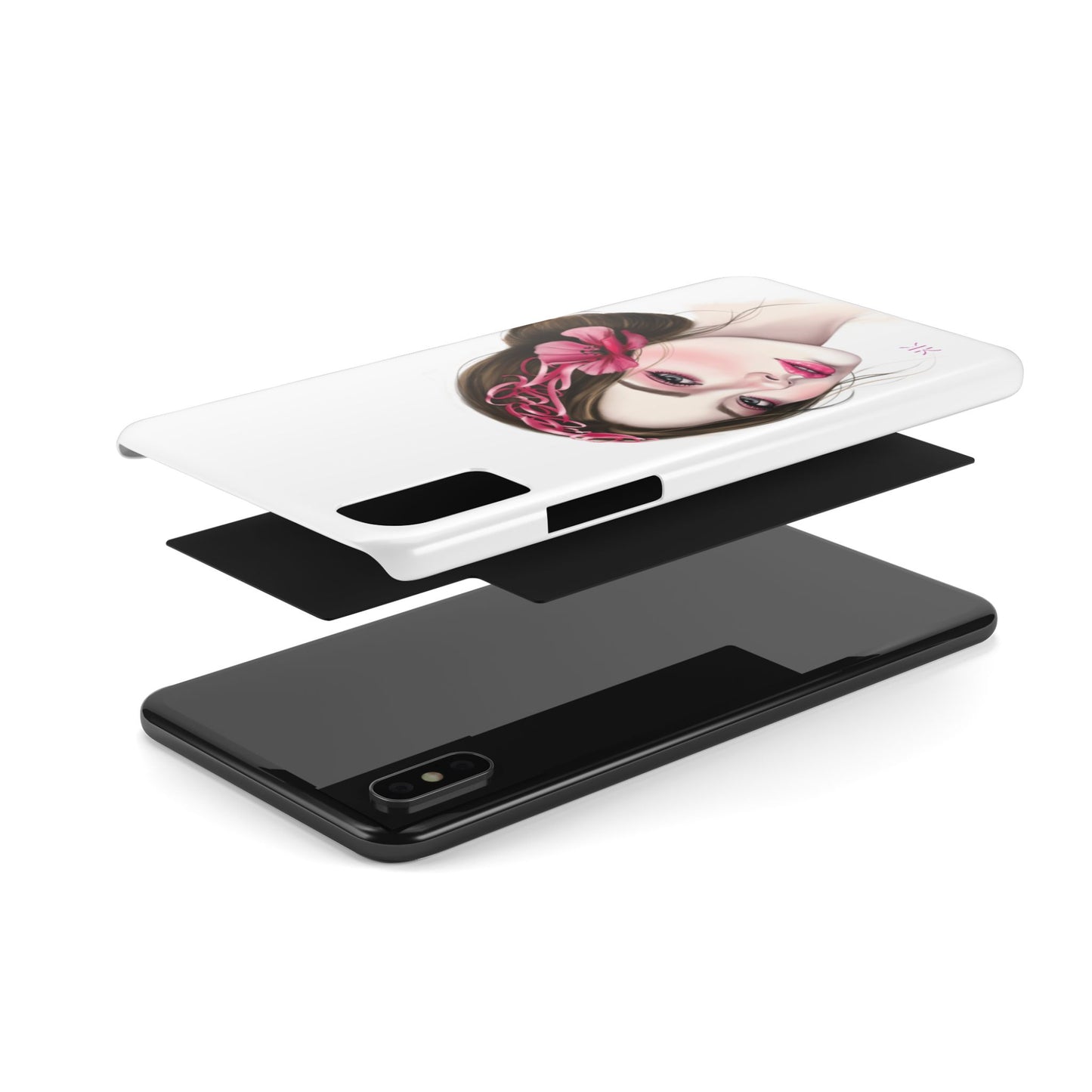 Phone Case - Beautiful Girl Headband Calligraphy Pink