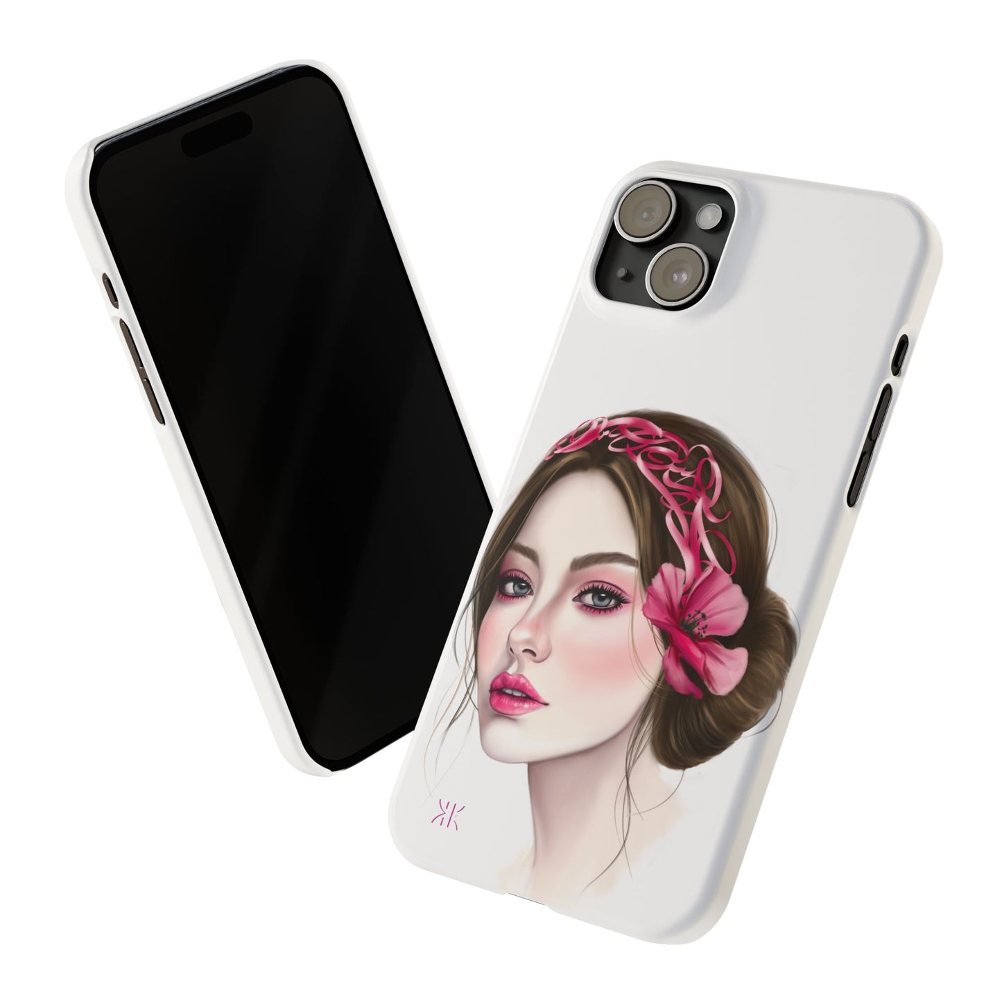 Phone Case - Beautiful Girl Headband Calligraphy Pink