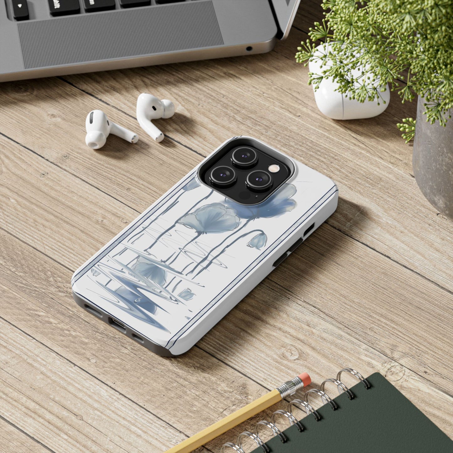 Floral Tough Phone Case - Watercolour Blue Flora Collection