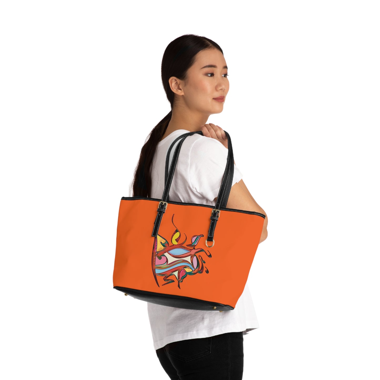 Elegant PU Leather Purse with Artistic Calligraphy Design