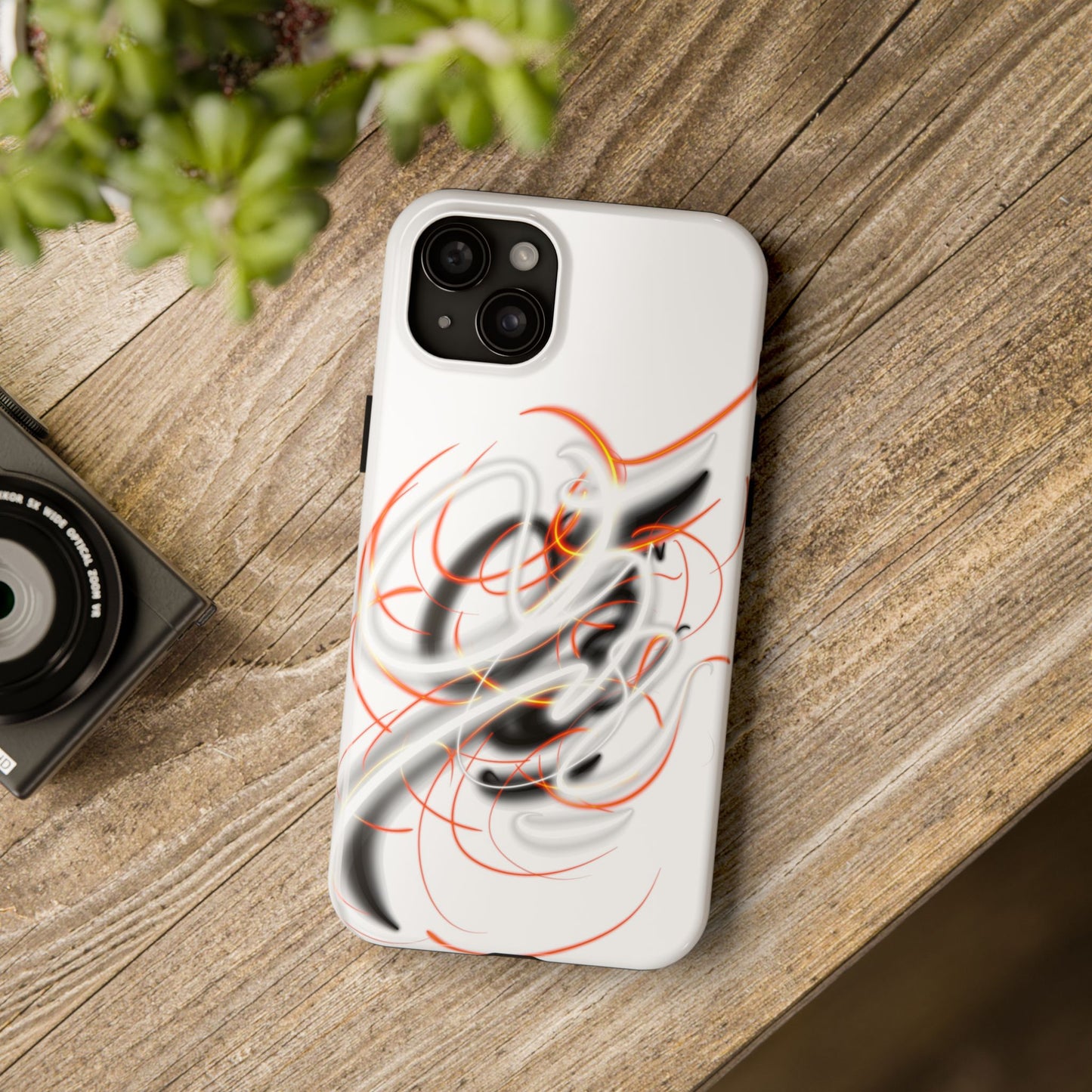 Phone Case Electric Persian Calligraphy Design in Grey