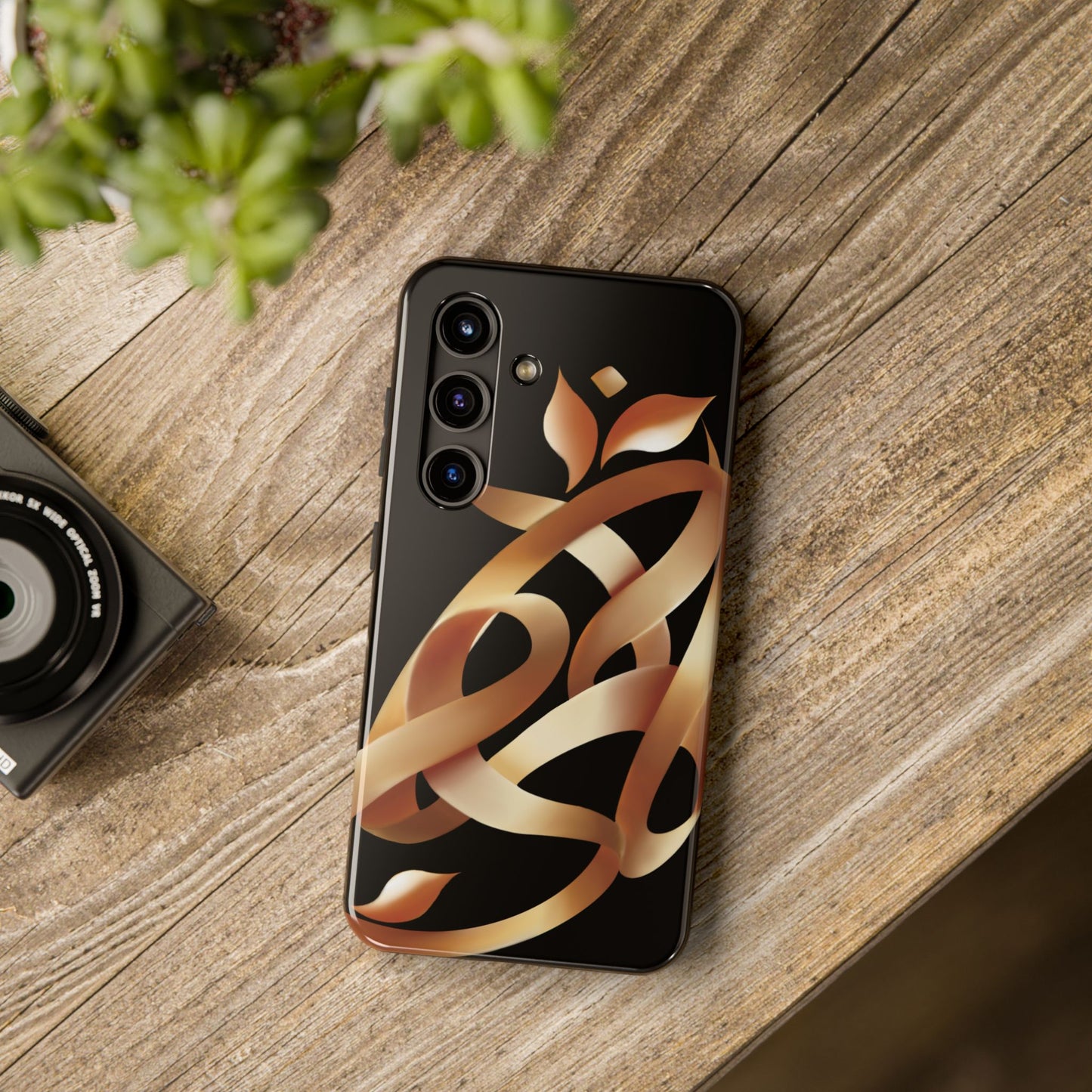 Gold Ribbon Phone Case Persian Calligraphy Modern Handwriting