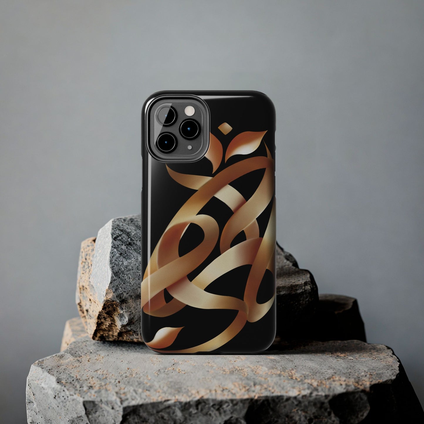 Gold Ribbon Phone Case Persian Calligraphy Modern Handwriting
