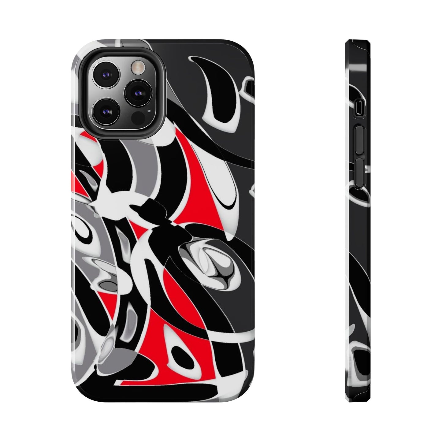 Phone Case - Calligraphy Design in Gray, White, and Red