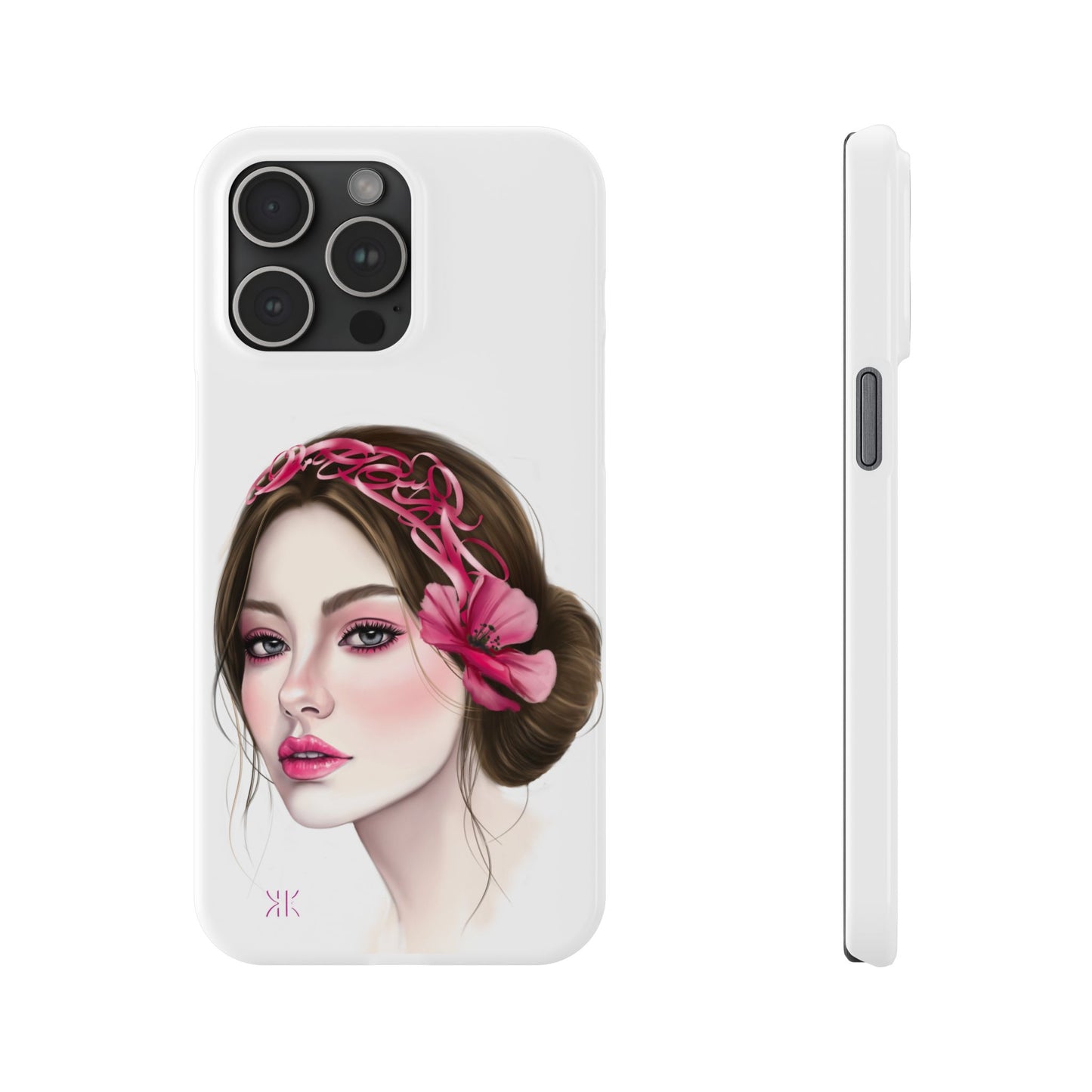 Phone Case - Beautiful Girl Headband Calligraphy Pink