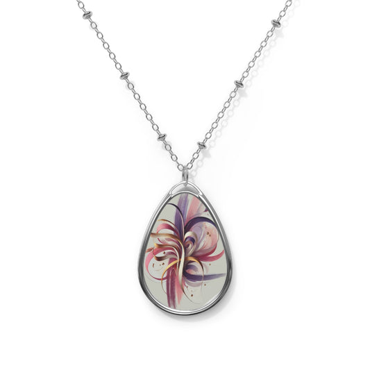 Pink Abstract Oval Necklace