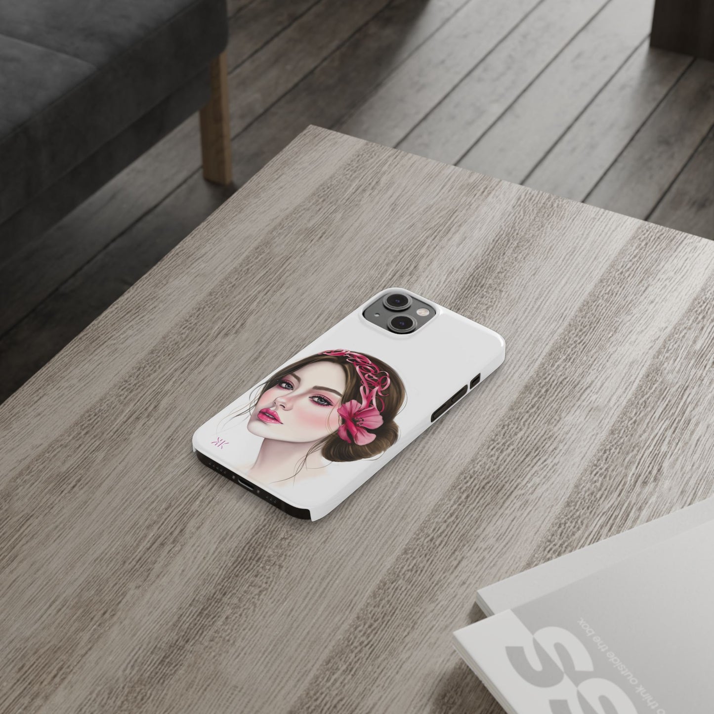 Phone Case - Beautiful Girl Headband Calligraphy Pink