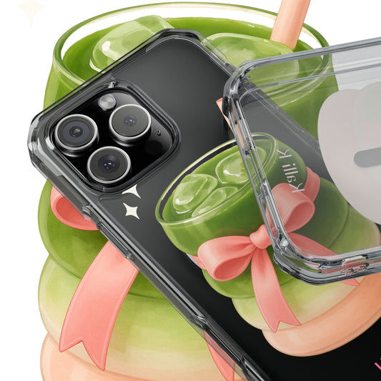 Macha girlie🎀 Magnetic Clear Impact Cases with Pink Bow Design | Stylish Phone Protection, Gifts for Her, Trendy Accessories, Birthday Gifts, Cute Tech