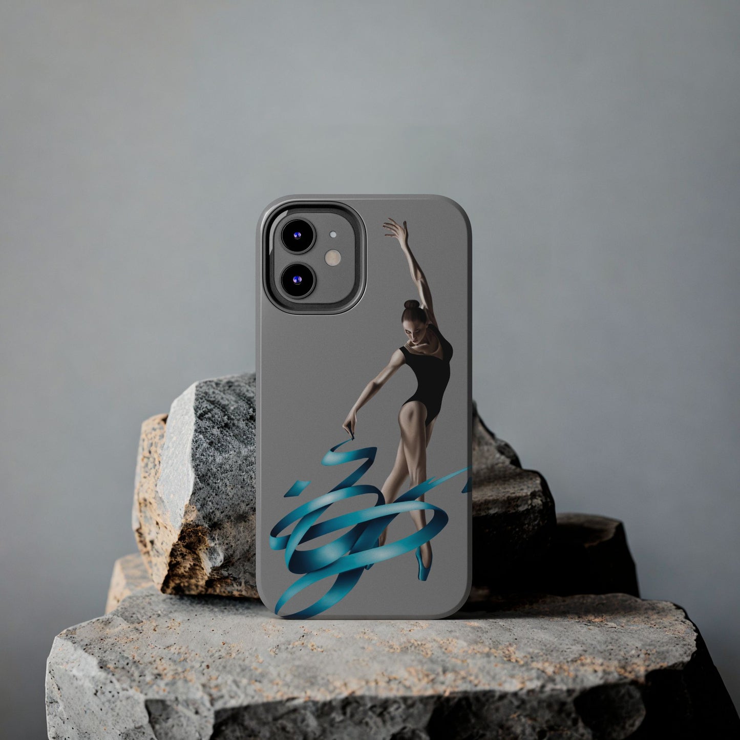 Phone Case - Ballerina with Blue Ribbon Persian Calligraphy Design in Grey