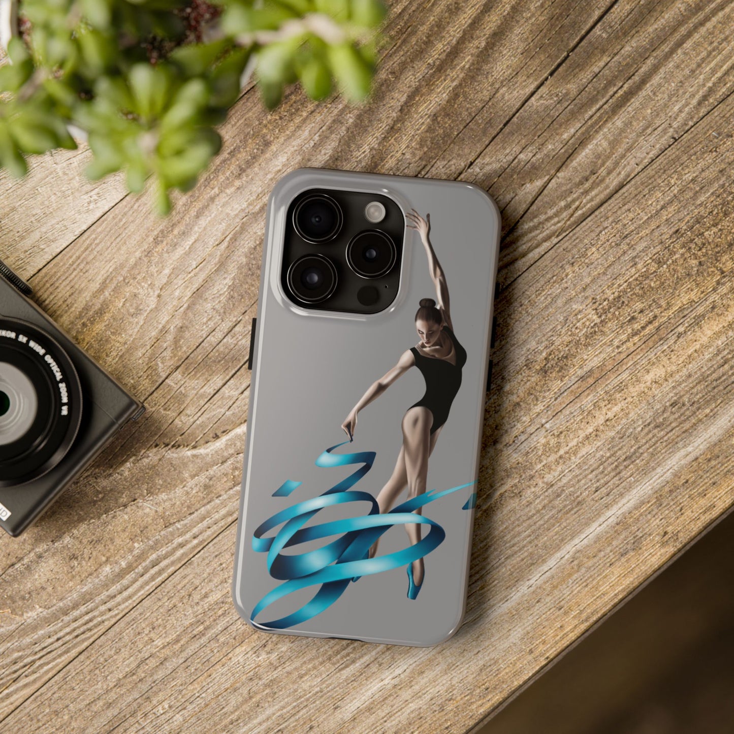 Phone Case - Ballerina with Blue Ribbon Persian Calligraphy Design in Grey