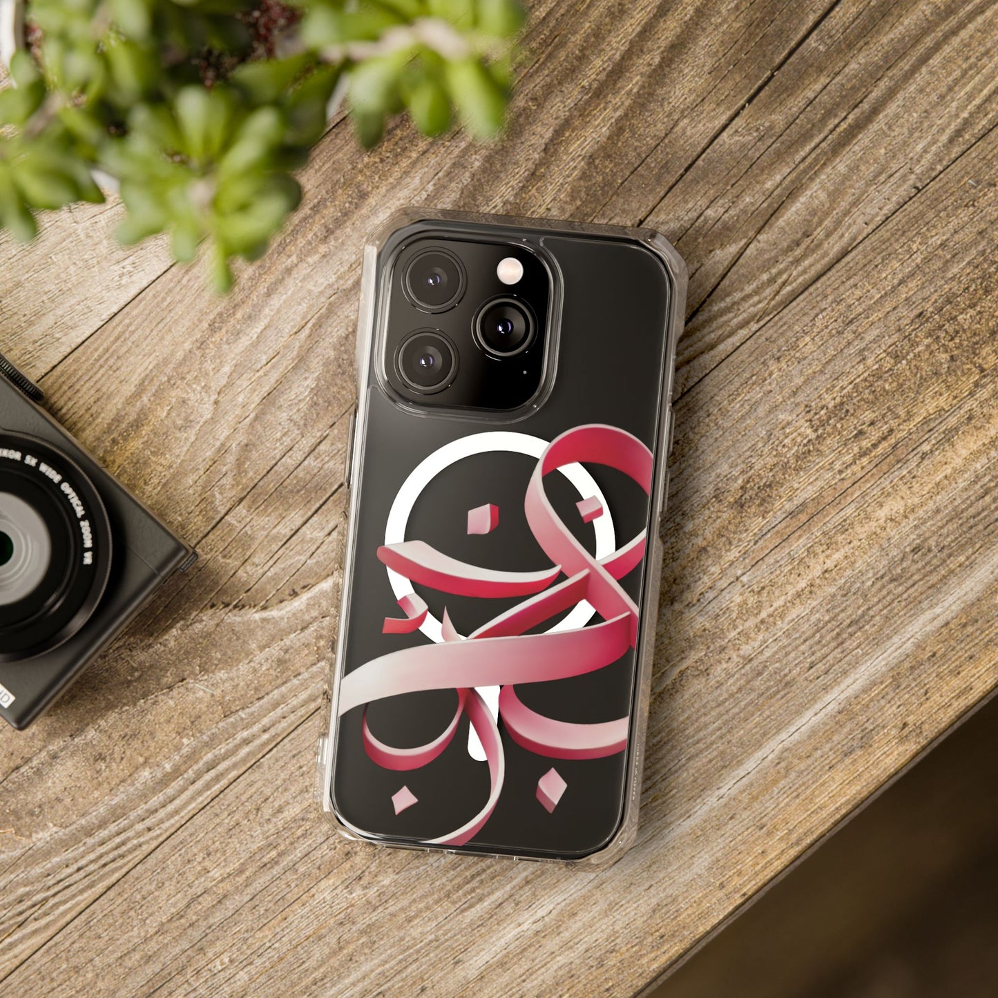 Phone Case - Pink Ribbon Persian Calligraphy Design - Magnetic Case