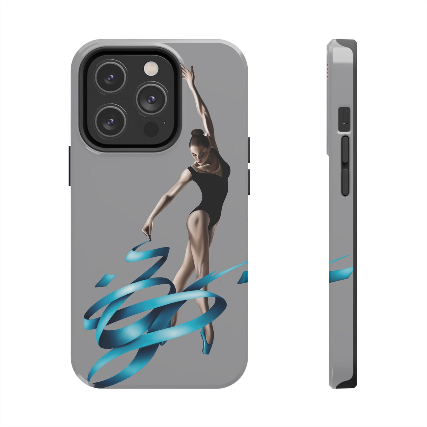 Phone Case - Ballerina with Blue Ribbon Persian Calligraphy Design in Grey