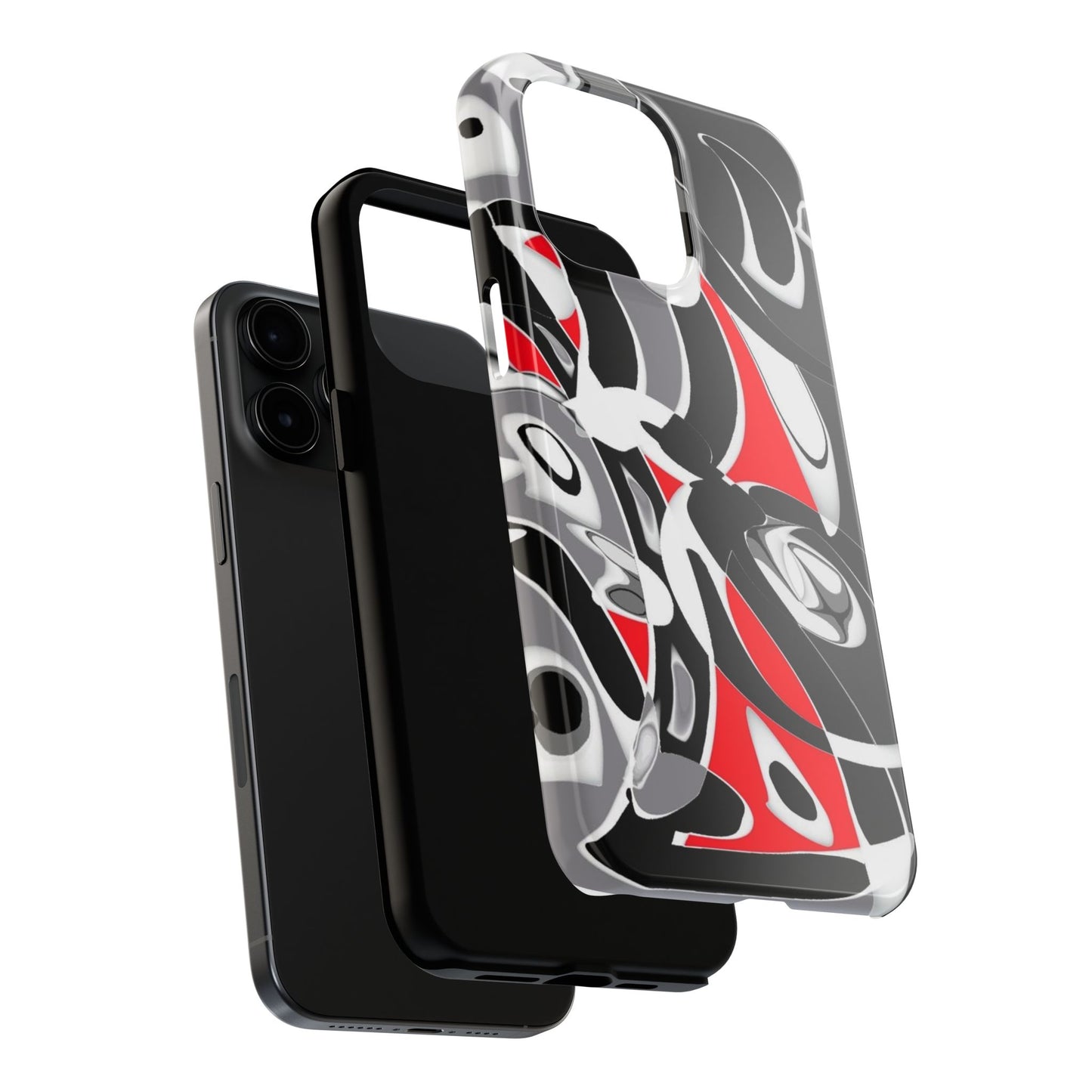 Phone Case - Calligraphy Design in Gray, White, and Red