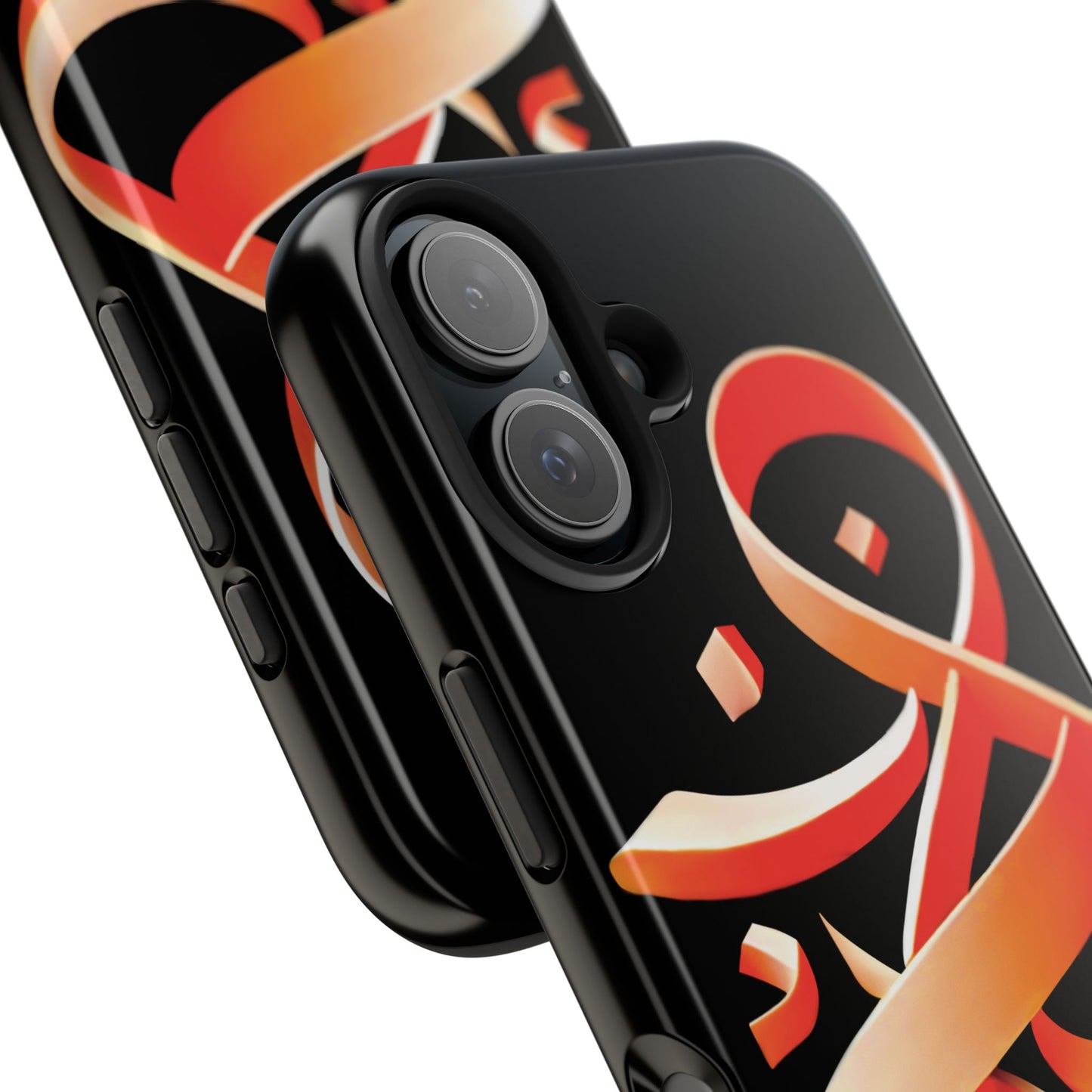 Copy of Phone Case - Persian Calligraphy Inspired Orange Ribbon Design, Unique and Elegant Gift