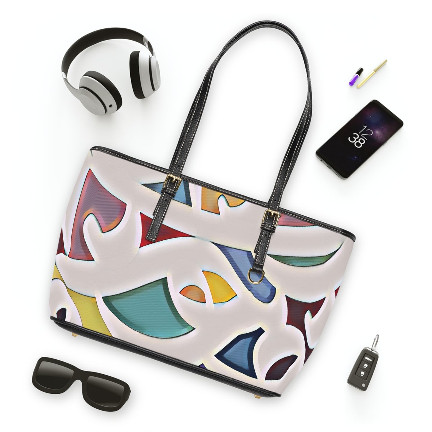 Elegant PU Leather Purse with Artistic Calligraphy Design