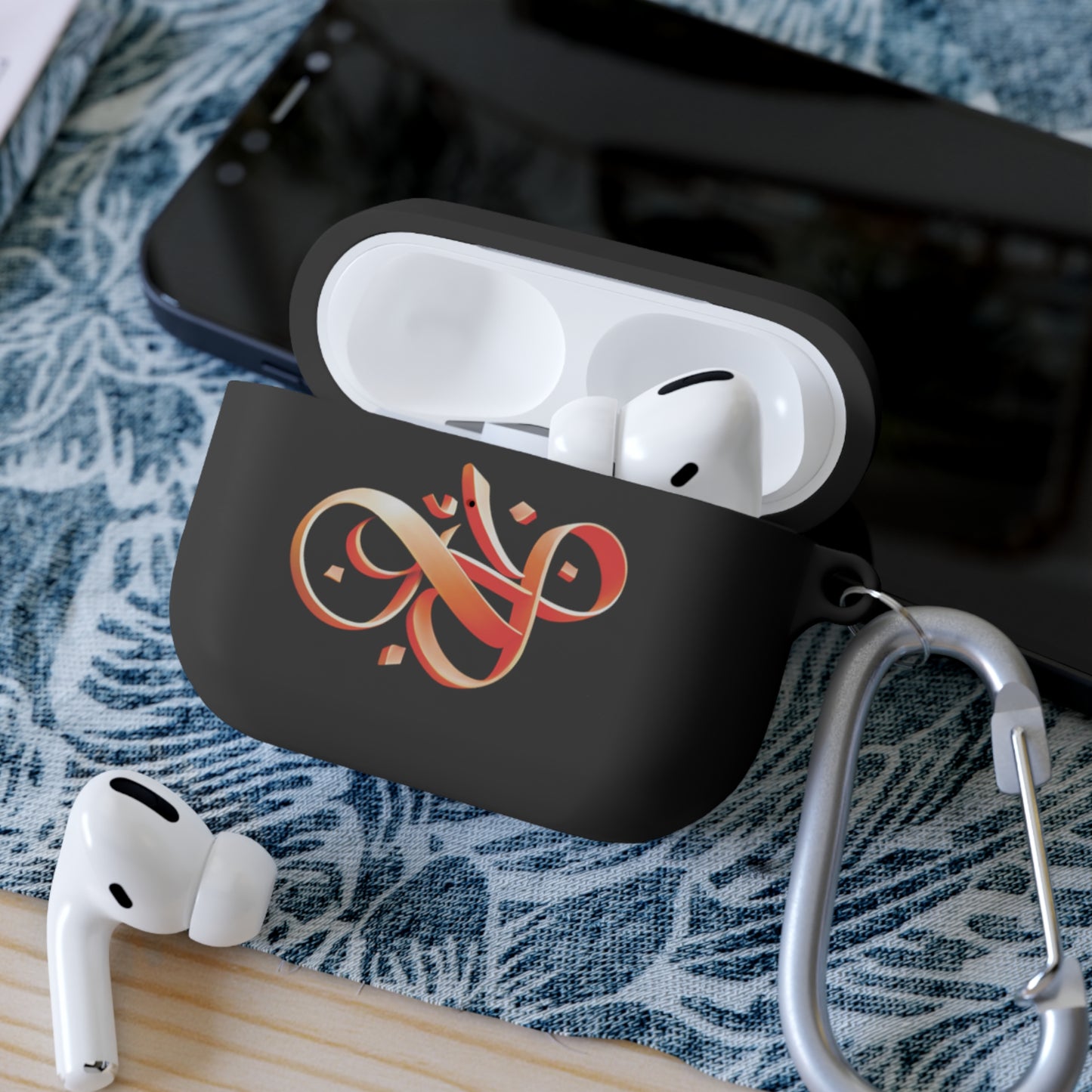 Orange ribbon Persian calligraphy  Airpod Case Cover