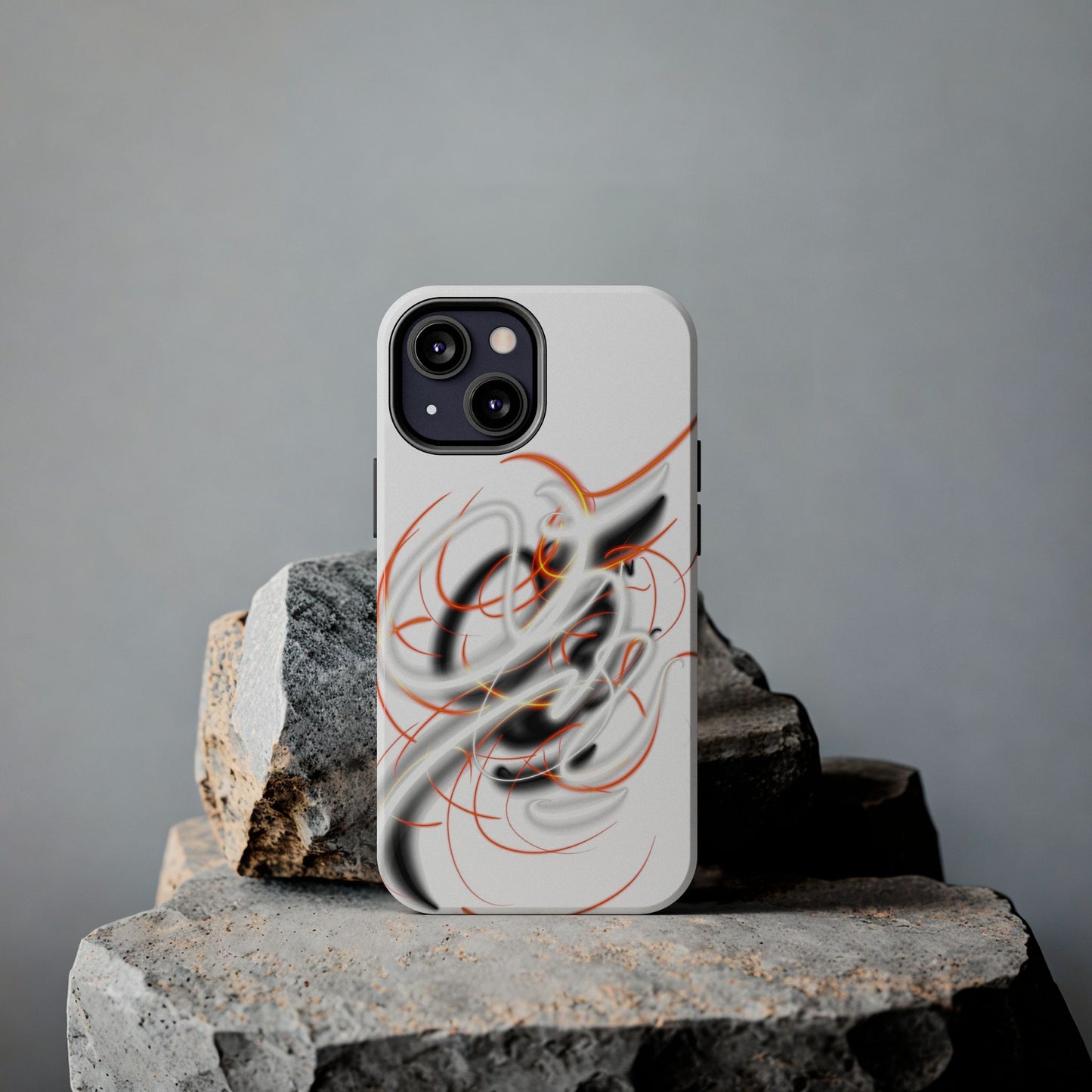 Phone Case Electric Persian Calligraphy Design in Grey