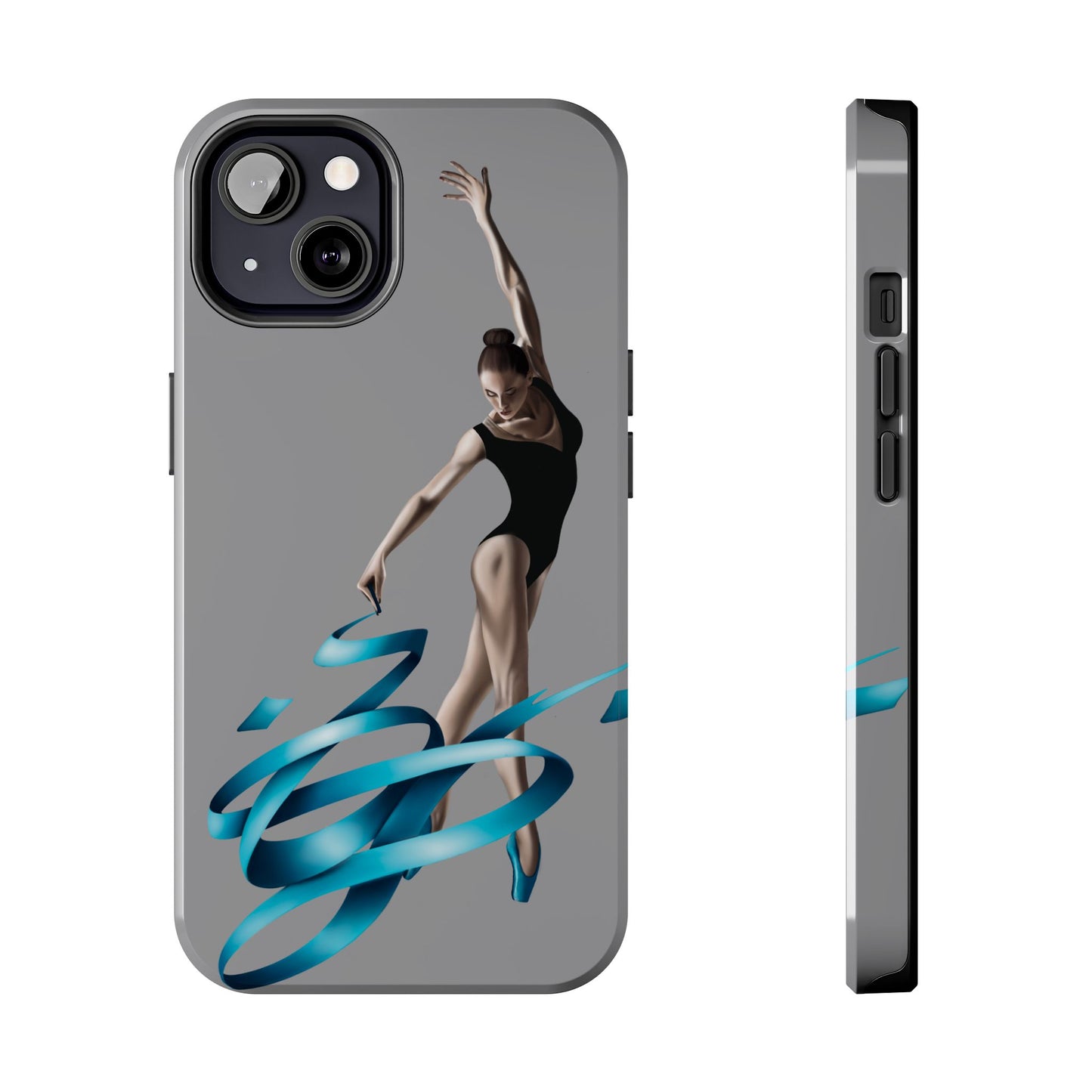 Phone Case - Ballerina with Blue Ribbon Persian Calligraphy Design in Grey