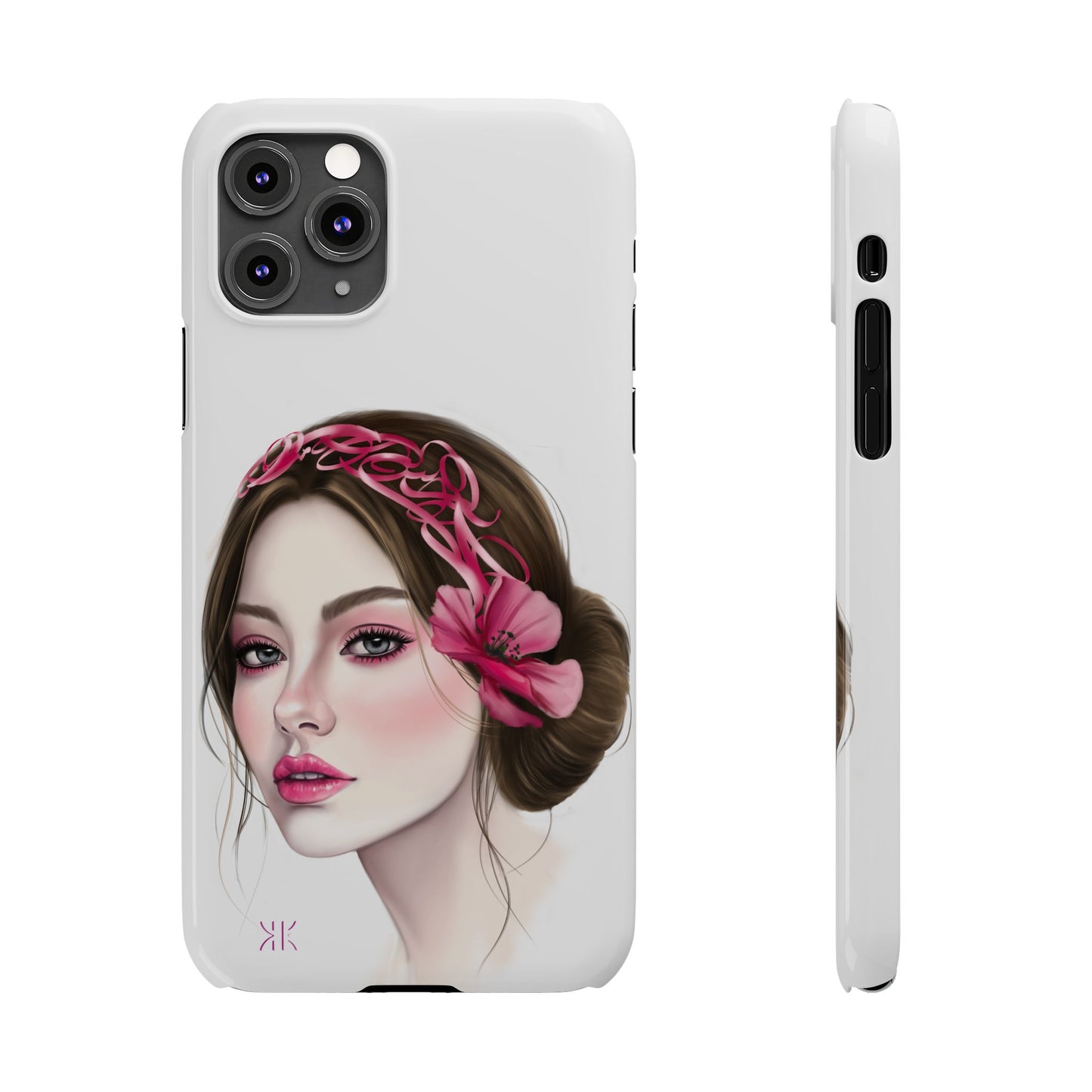 Phone Case - Beautiful Girl Headband Calligraphy Pink