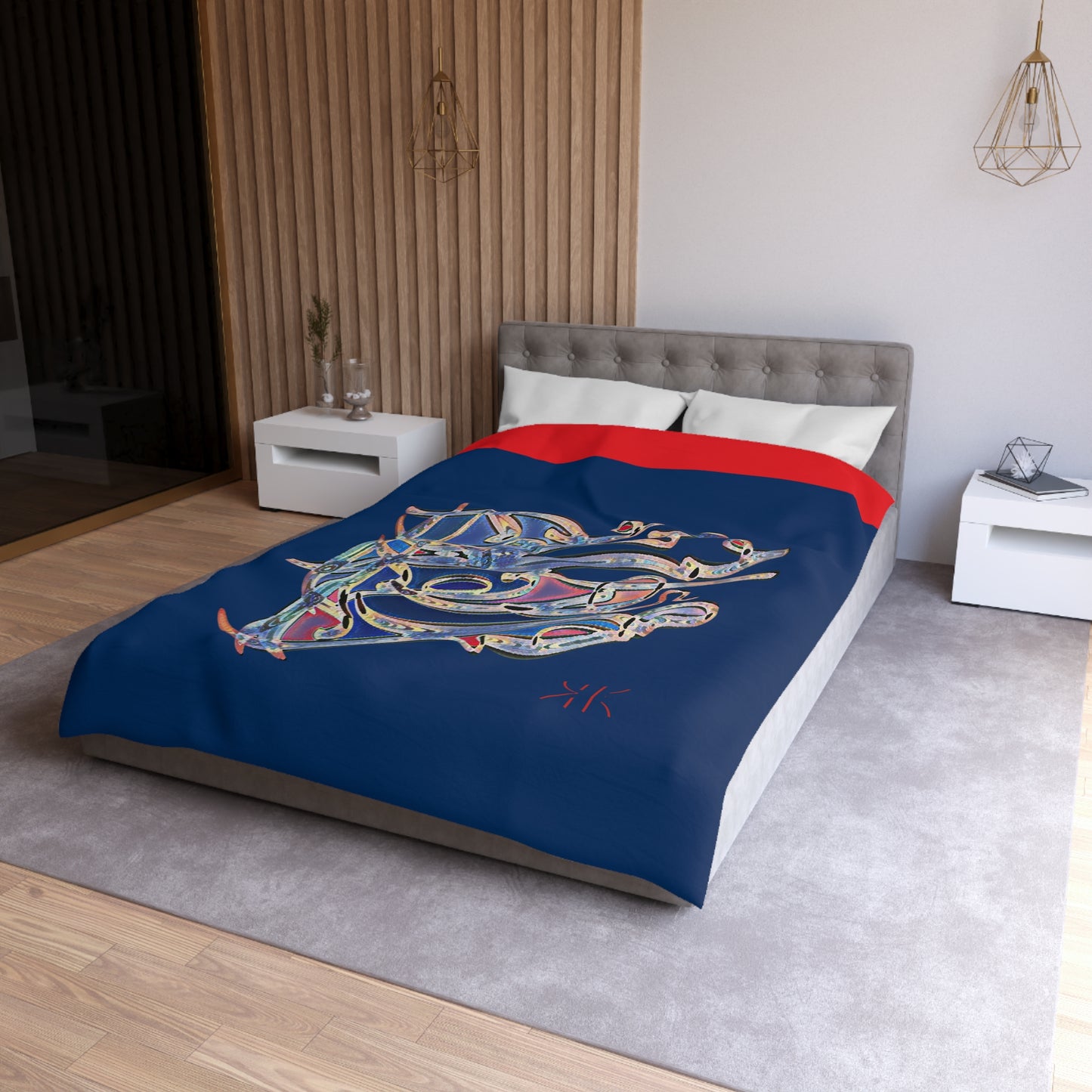 Kalli K Serenity Microfiber Duvet Cover – Elegant Modern Calligraphy design for your Bedrooms
