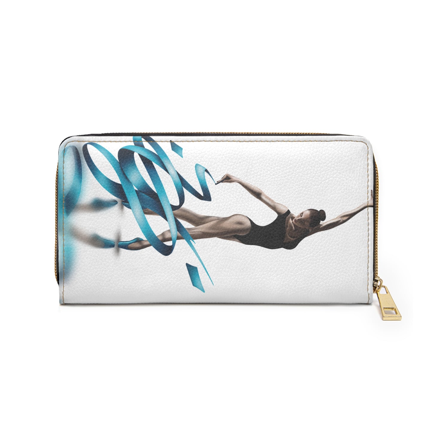 Ballerina Ribbon Calligraphy Zipper Wallet-White