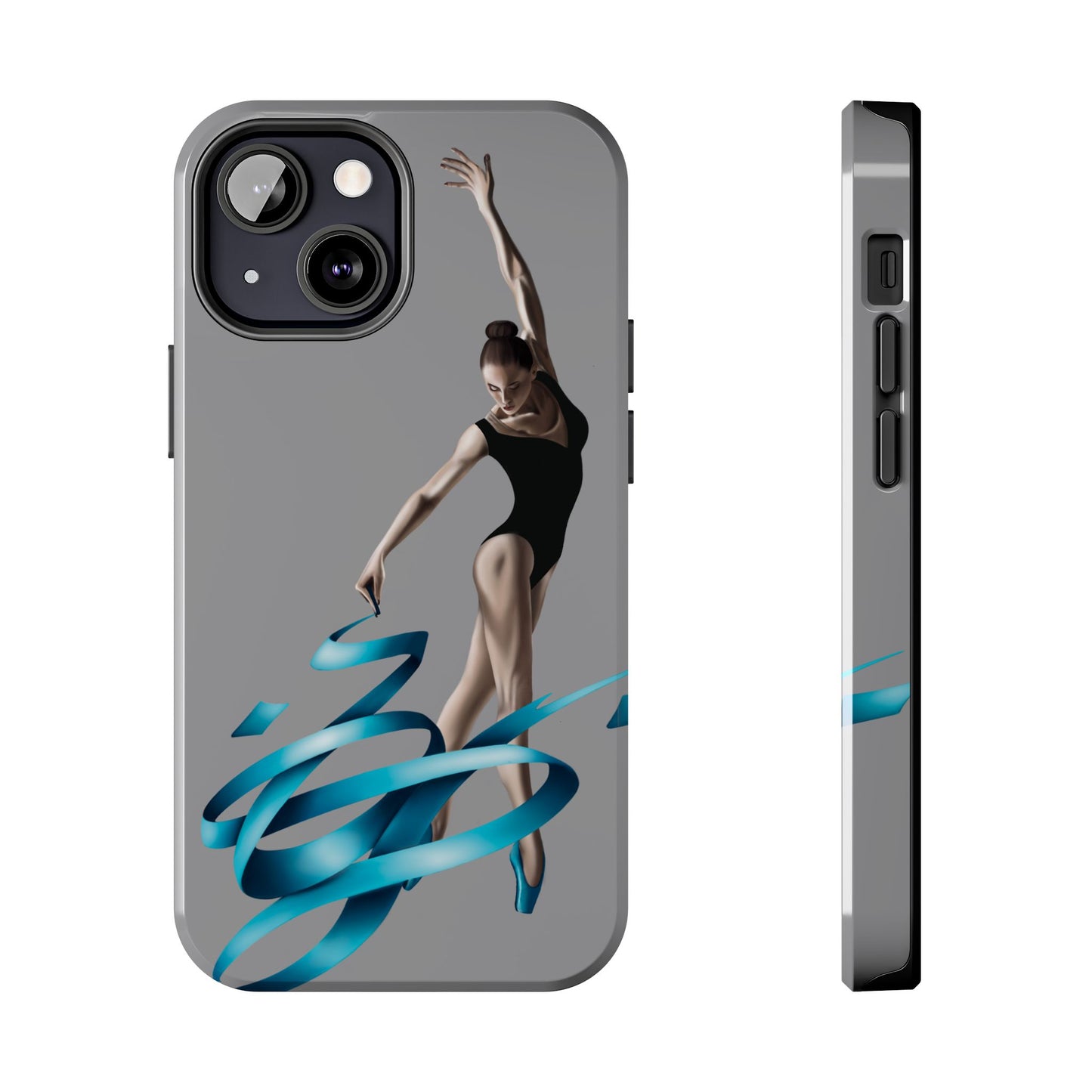 Phone Case - Ballerina with Blue Ribbon Persian Calligraphy Design in Grey