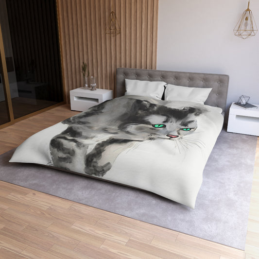 Serenity Microfiber Duvet Cover – Elegant Water ink painting for  Cozy Bedrooms.