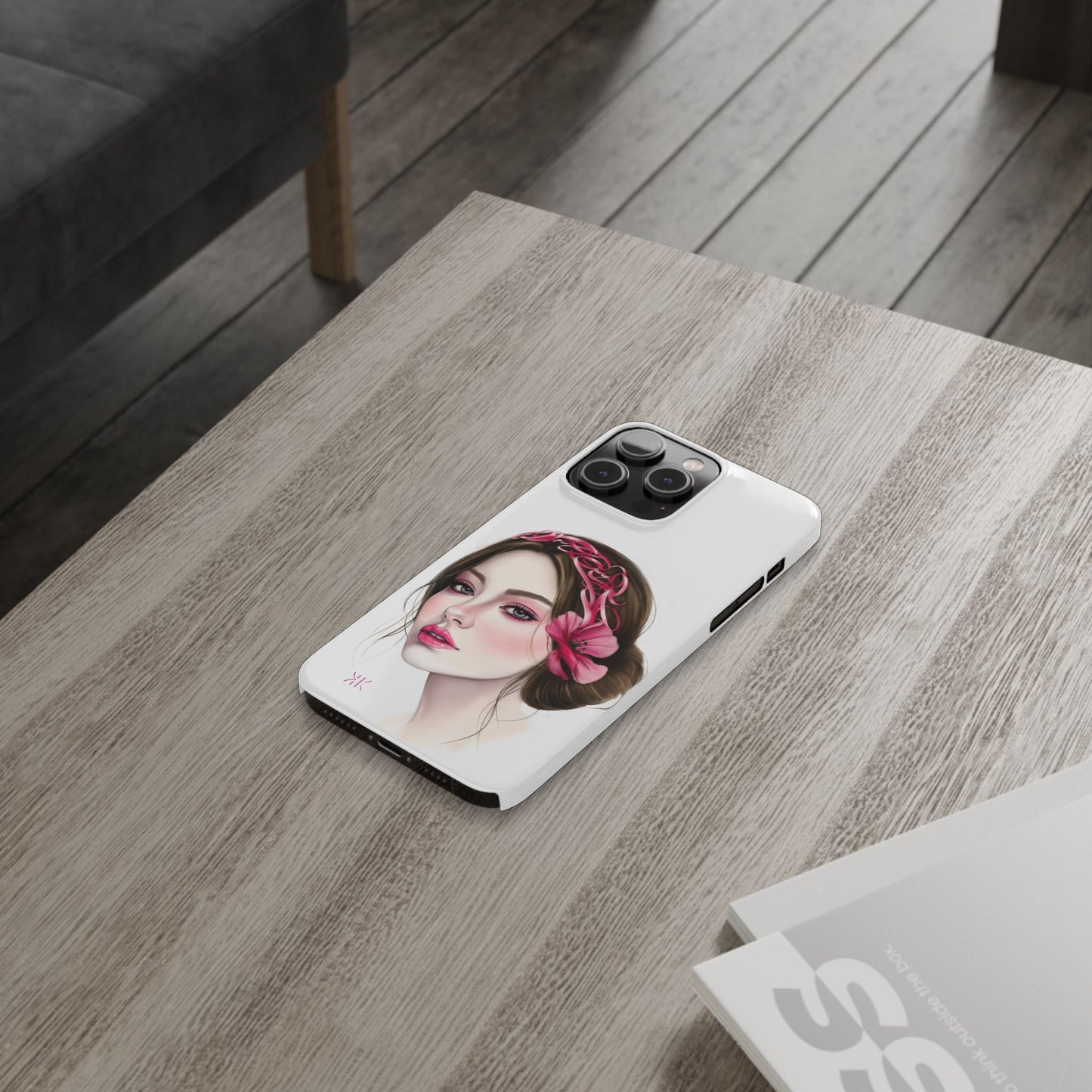 Phone Case - Beautiful Girl Headband Calligraphy Pink