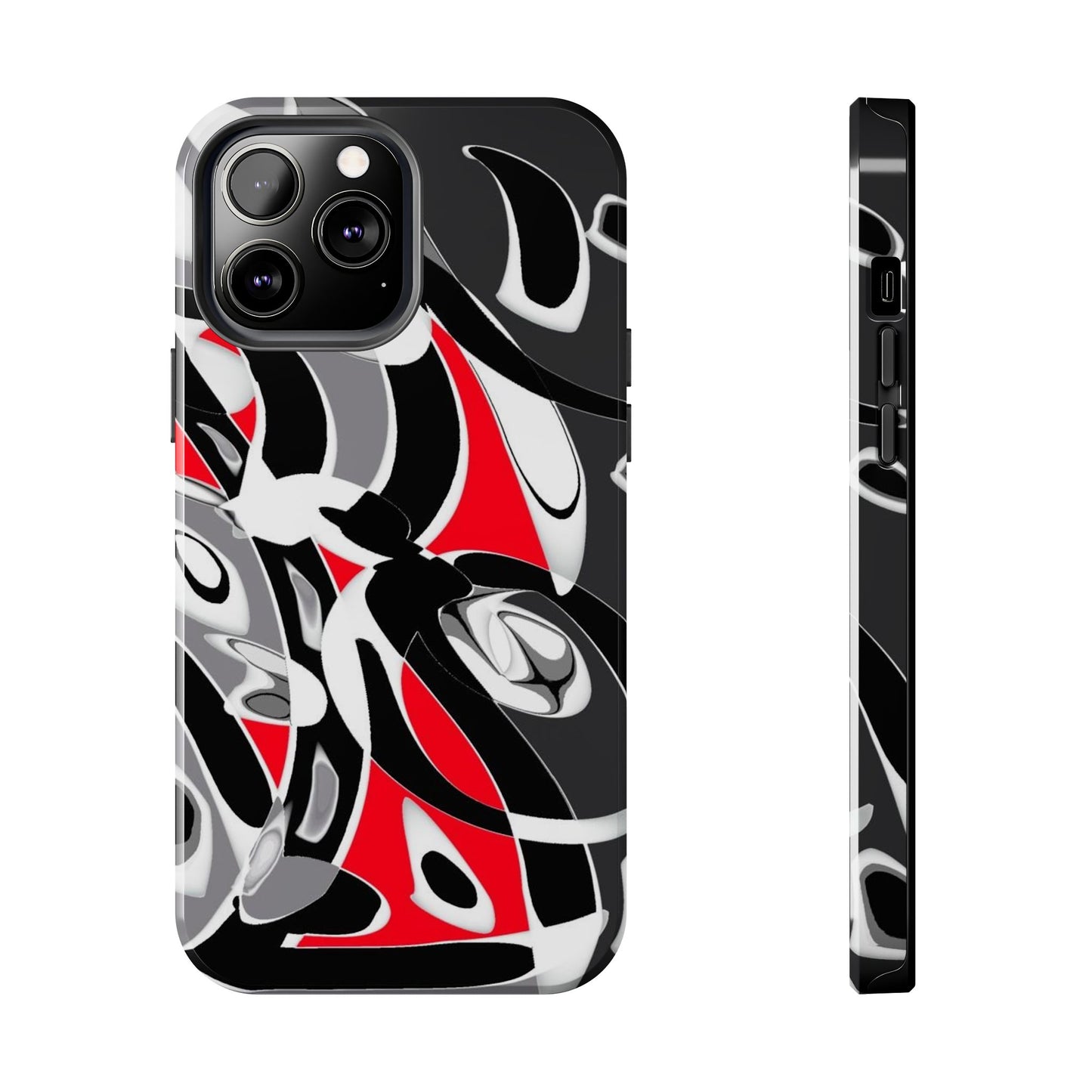 Phone Case - Calligraphy Design in Gray, White, and Red