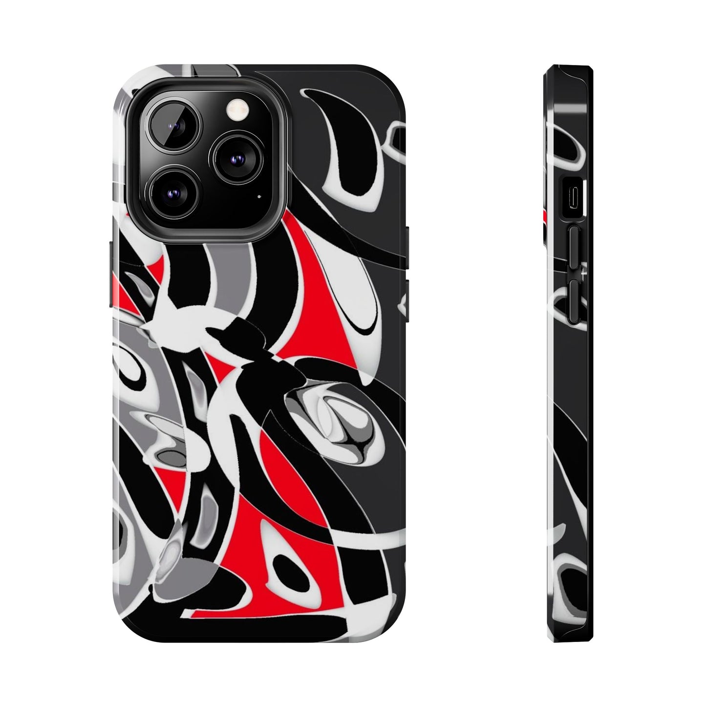 Phone Case - Calligraphy Design in Gray, White, and Red