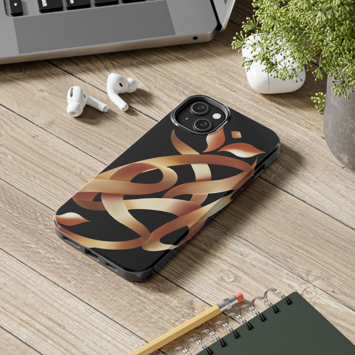 Gold Ribbon Phone Case Persian Calligraphy Modern Handwriting