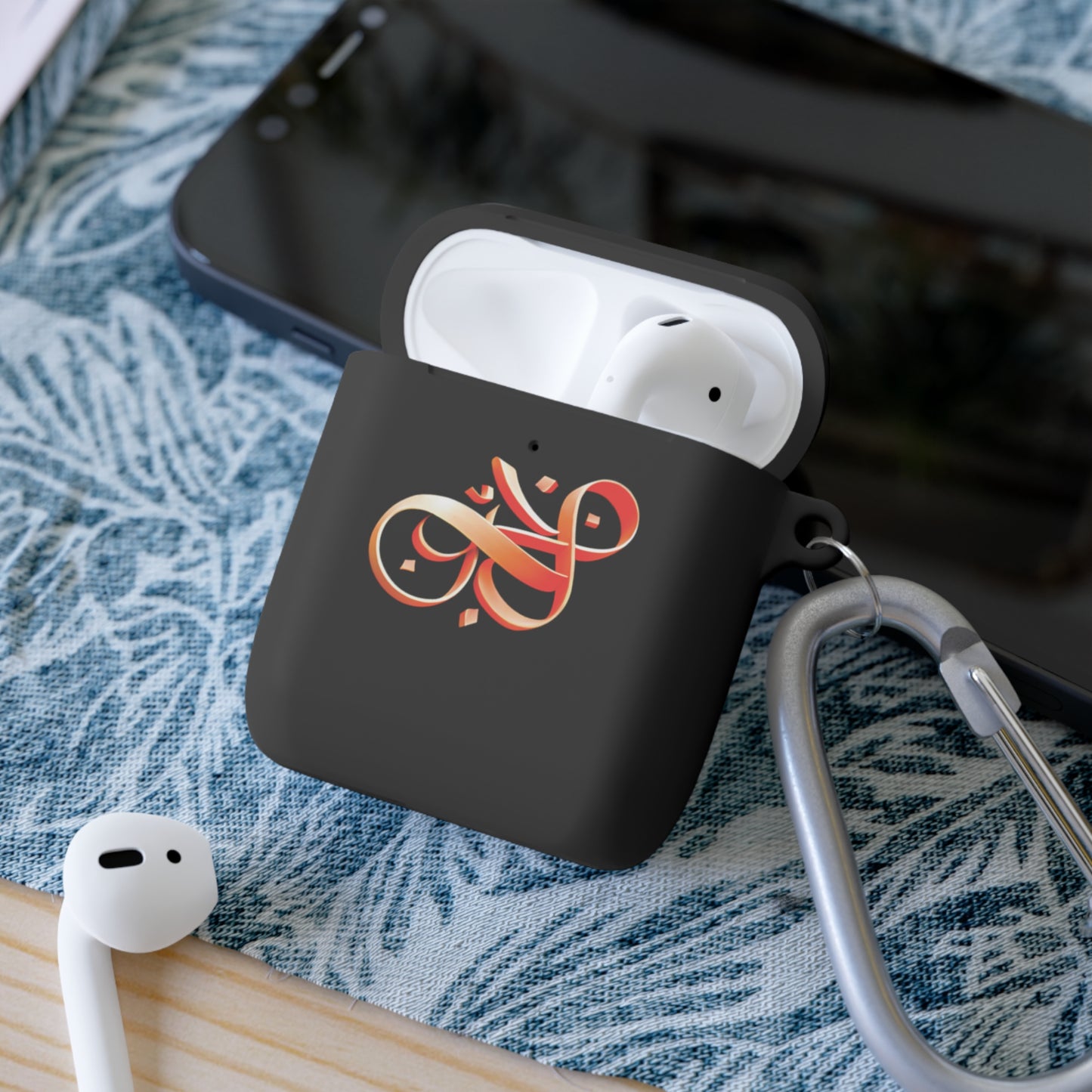 Orange ribbon Persian calligraphy  Airpod Case Cover