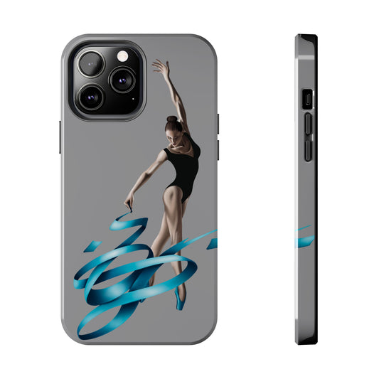 Phone Case - Ballerina with Blue Ribbon Persian Calligraphy Design in Grey