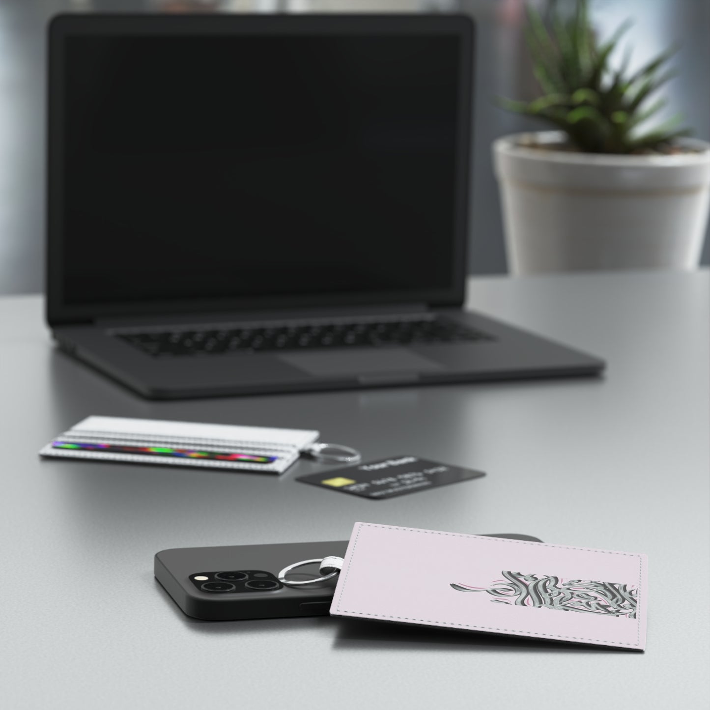 Calligraphy Saffiano Leather Card Holder