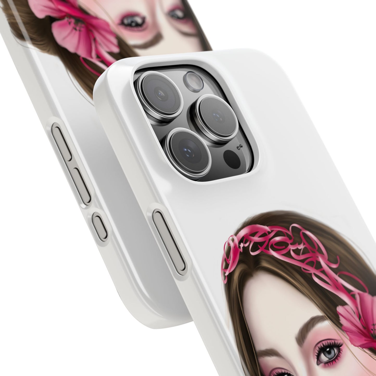 Phone Case - Beautiful Girl Headband Calligraphy Pink