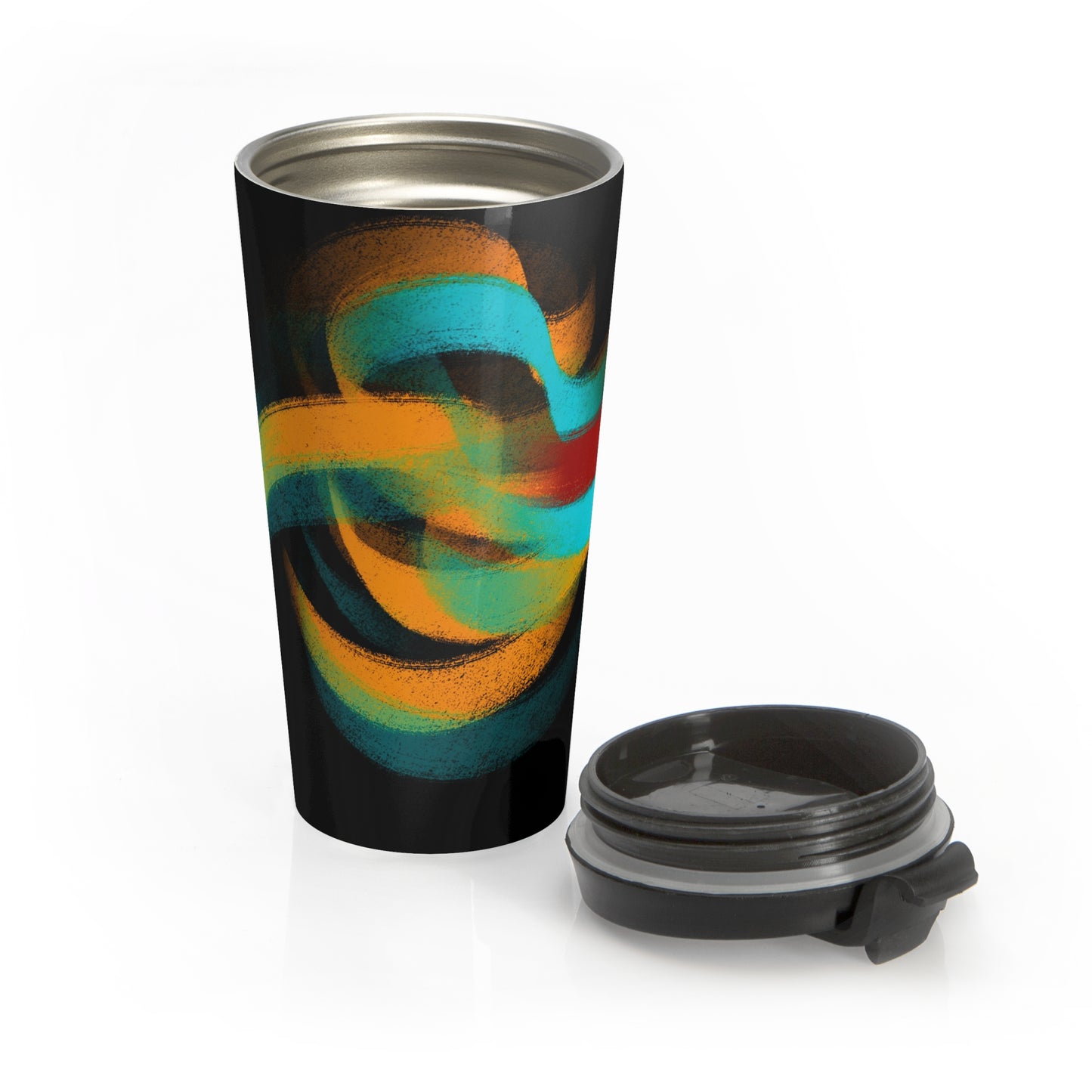 Chic Black Calligraphy Stainless Steel Travel Mug